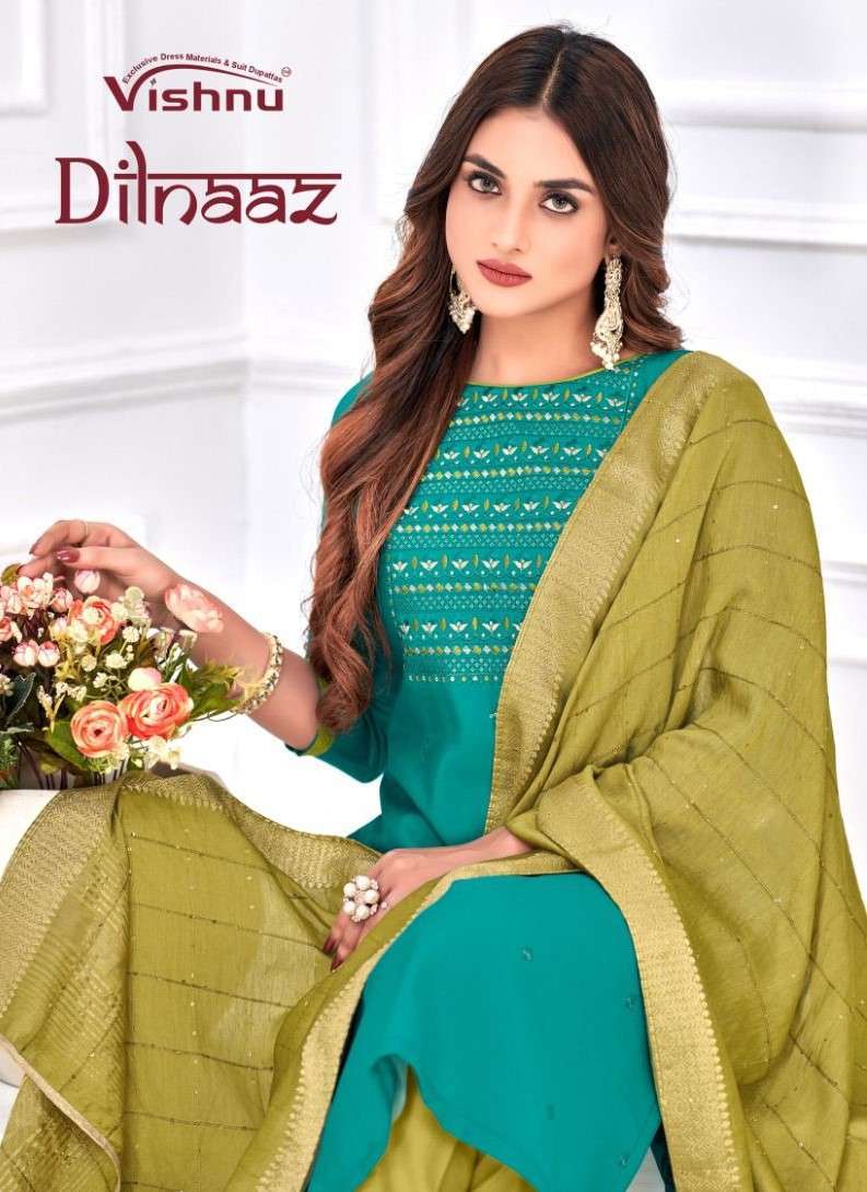 DILNAAZ BY VISHNU 23001 TO 23012 SERIES ROMAN SILK EMBROIDERY WORK DRESSES