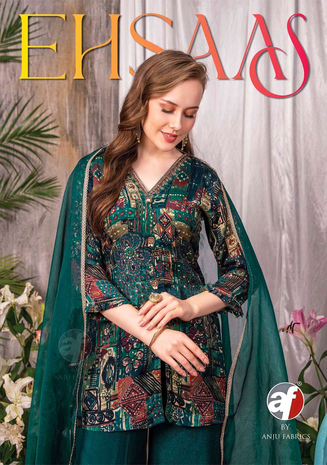 EHSAAS BY ANJU FABRICS 3381 TO 3383 SERIES PURE CHINON HAND WORK READYMADE DRESSES