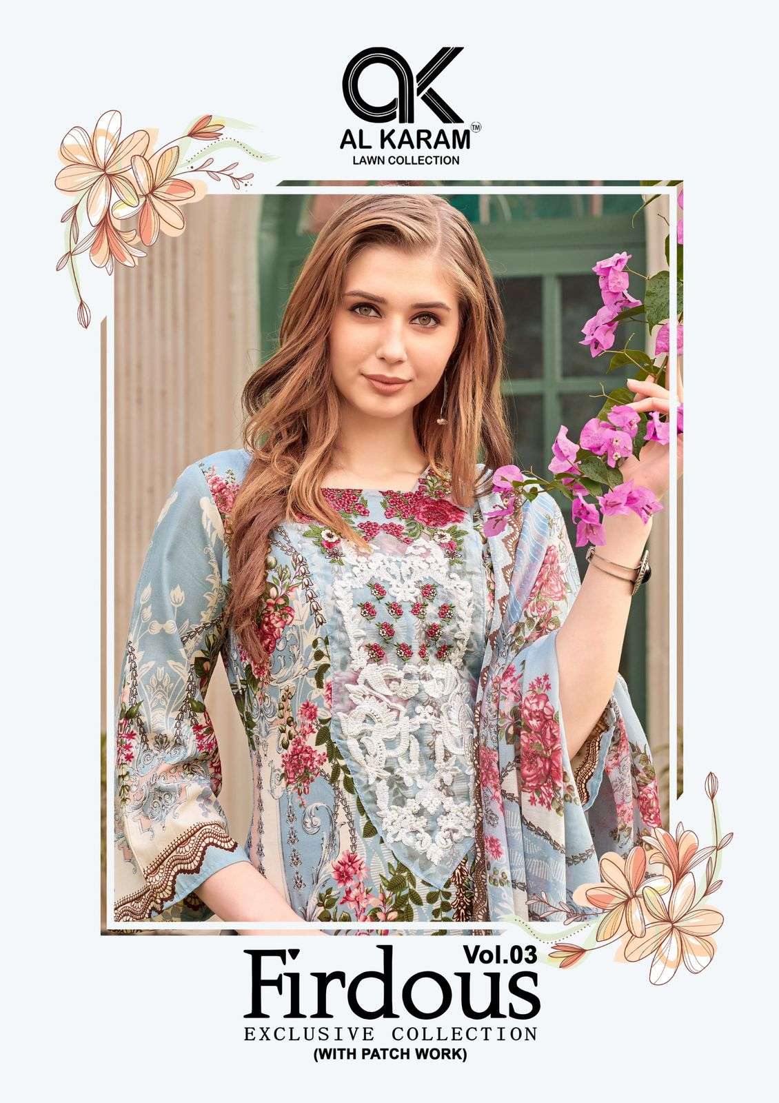 FIRDOUS EXCLUSIVE COLLECTION VOL-3 BY AL KARAM 3001 TO 3010 SERIES COTTON WORK DRESSES