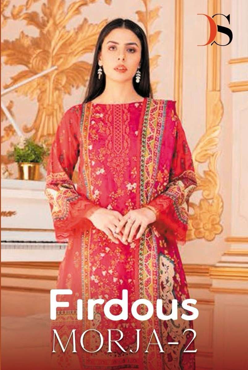 FIRDUS MORJA VOL-2 BY DEEPSY SUITS 3301 TO 3305 SERIES COTTON PRINT WORK PAKISTANI DRESSES