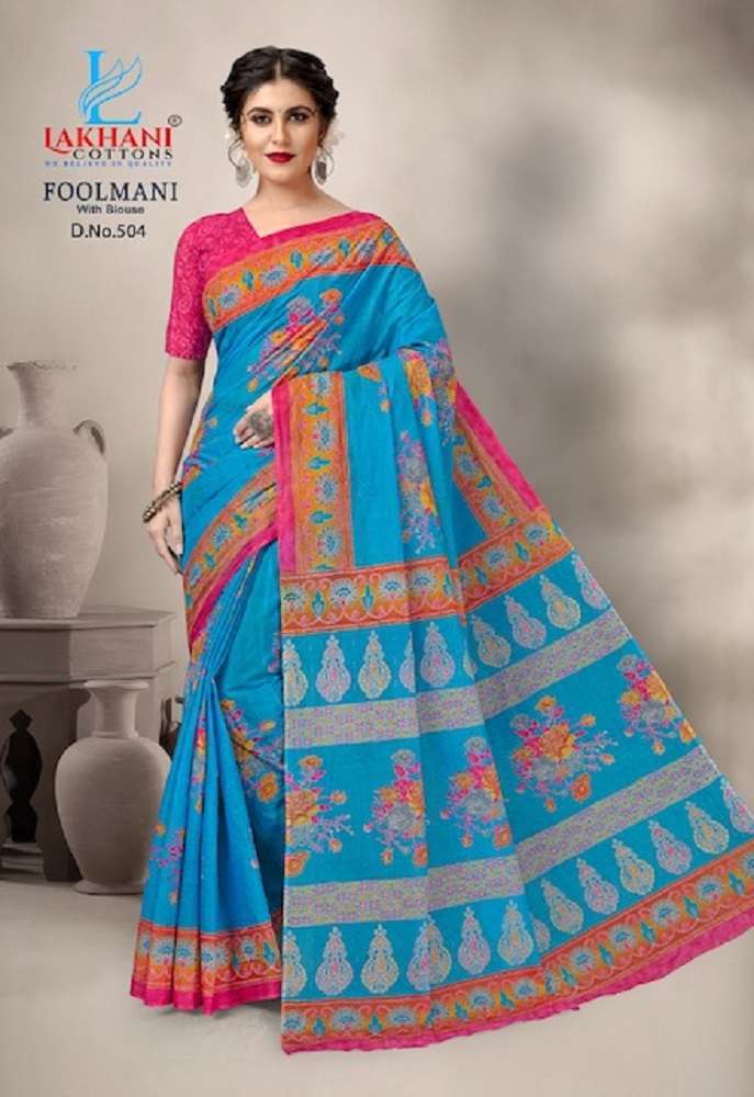 FOOLMANI VOL-5 BY LAKHANI COTTON 504 TO 513 SERIES PURE COTTON PRINT CASUAL SAREES