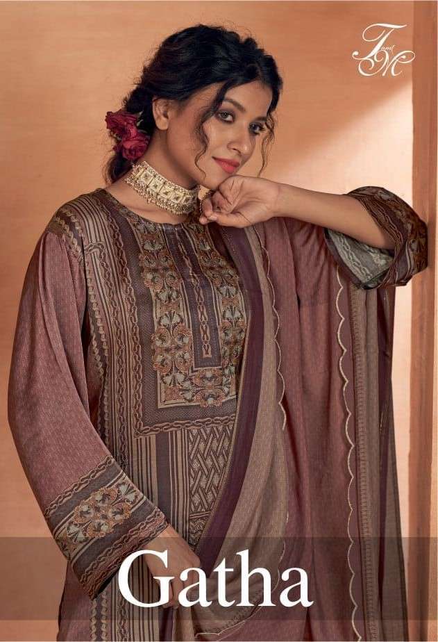 GATHA BY T AND M 01-A & 01-B SERIES GAZI SILK PRINT HAND EMBROIDERY WORK DRESSES