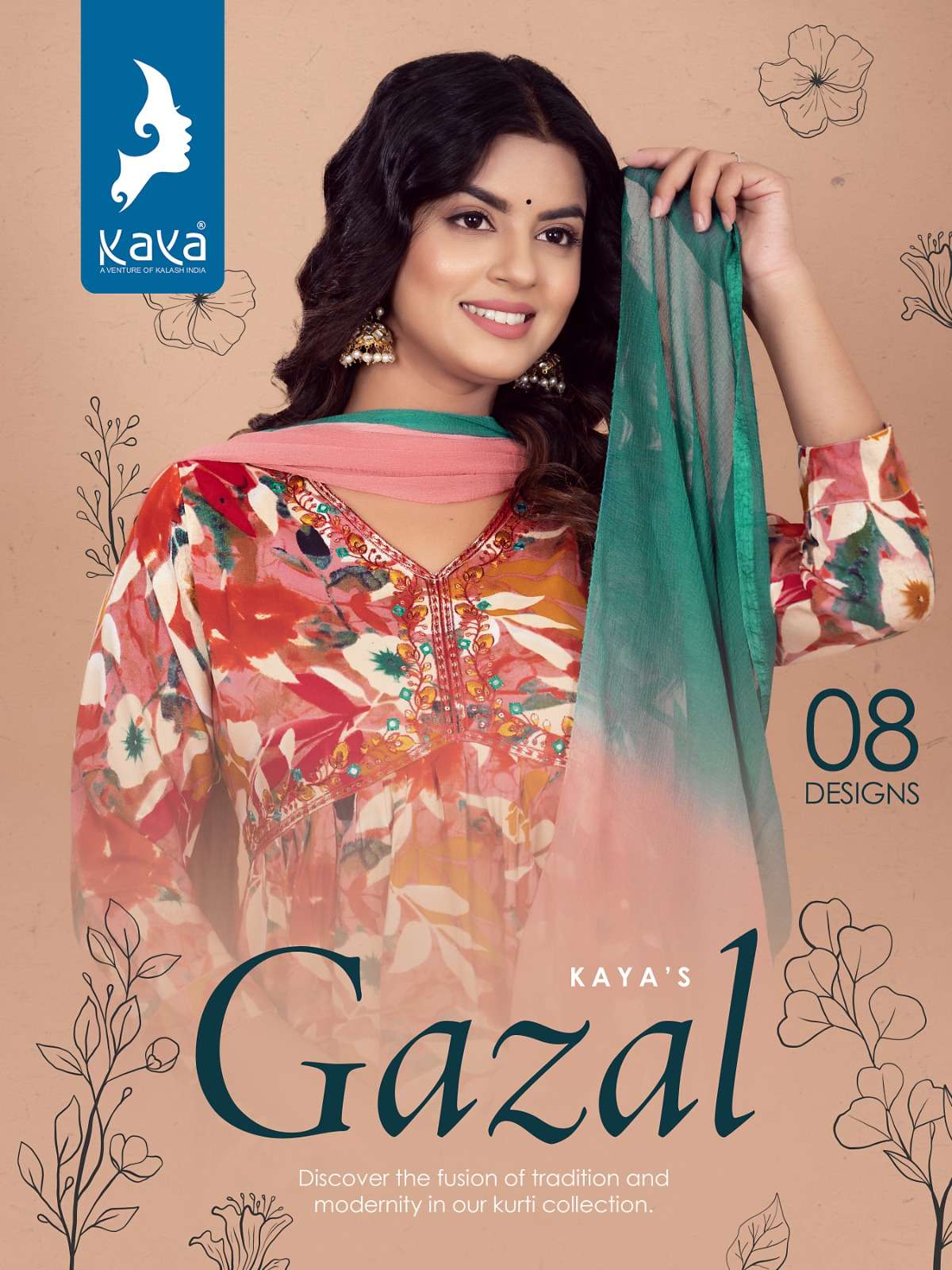 GAZAL BY KAYA 01 TO 08 SERIES RAYON FOIL PRINT WORK READYMADE DRESSES