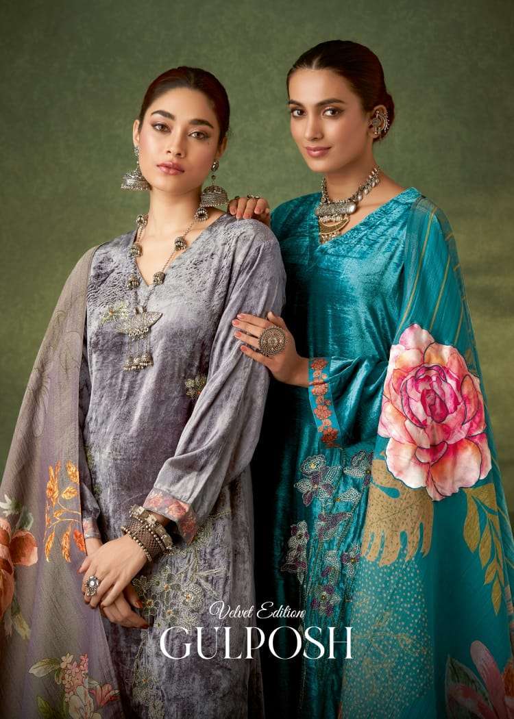 GULPOSH BY T&M 320 TO 398 SERIES VISCOSE VELVET WORK WINTER WEAR DRESSES