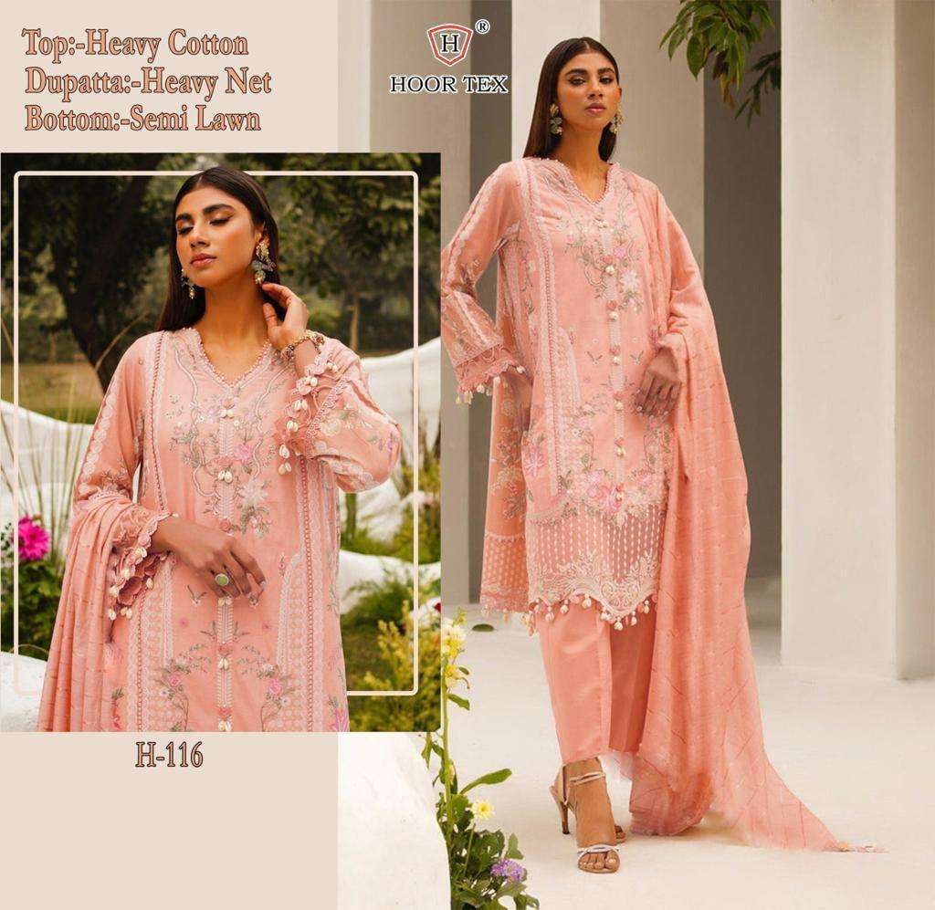 H-116 HIT DESIGN BY HOOR TEX HEAVY COTTON EMBROIDERY WORK PAKISTANI DRESS