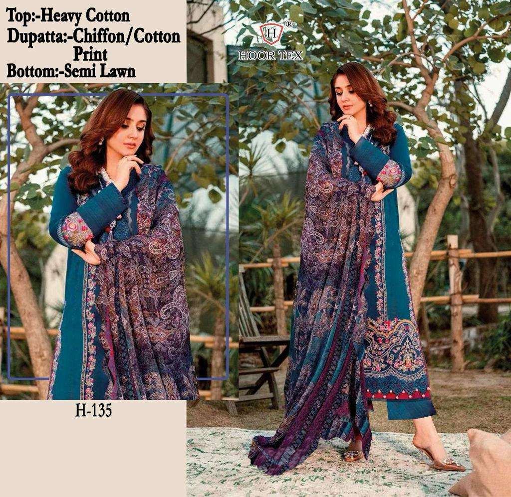 H-135 HIT DESIGN BY HOOR TEX HEAVY COTTON PRINT WORK PAKISTANI DRESS