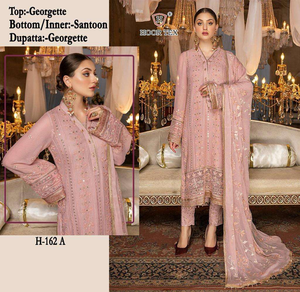 H-162 COLOURS BY HOOR TEX 162-A TO 162-F SERIES FAUX GEORGETTE WORK PAKISTANI DRESSES