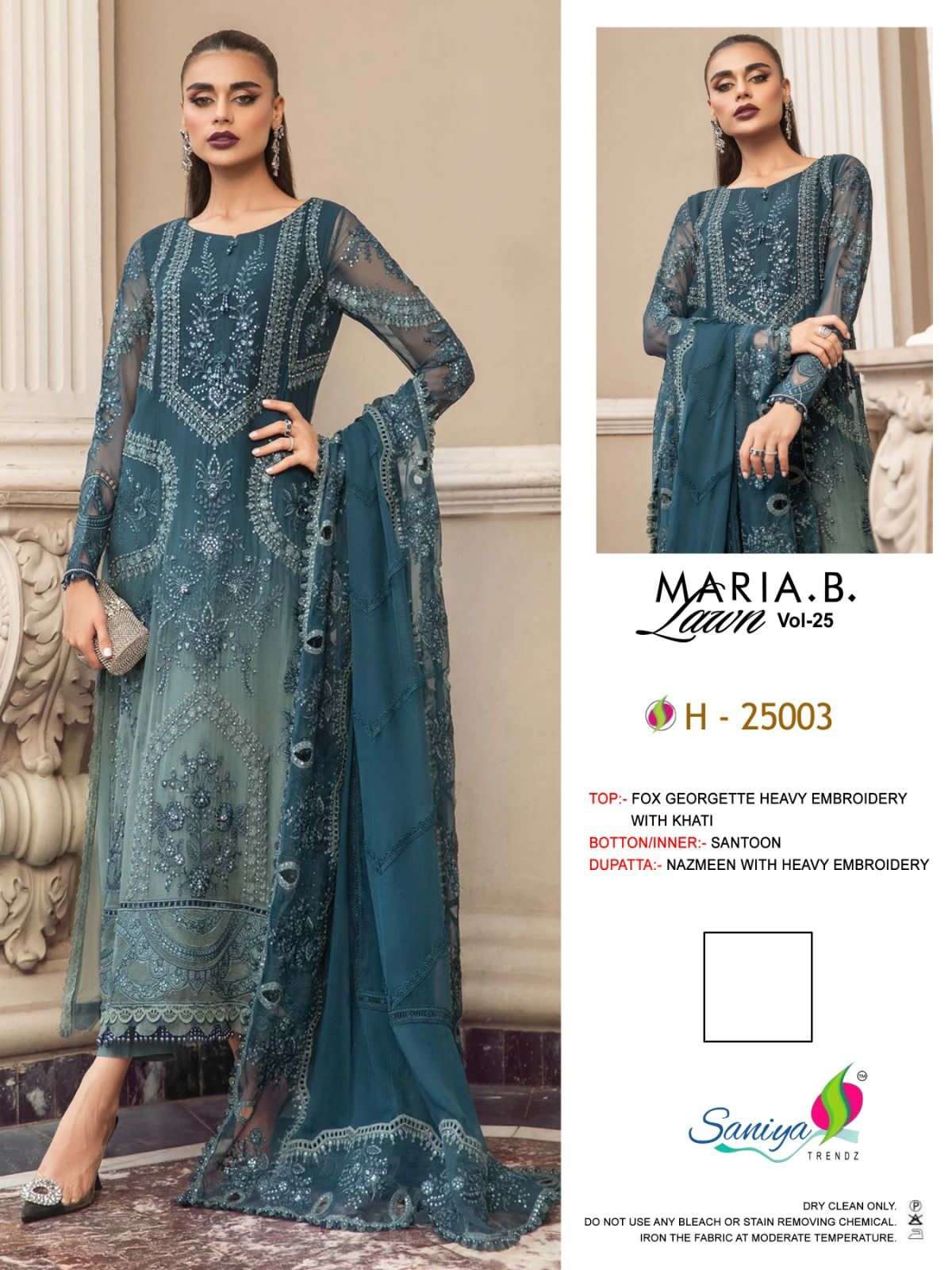 H-25003 HIT DESIGN BY SANIYA TRENDZ FAUX GEORGETTE WORK PAKISTANI DRESS