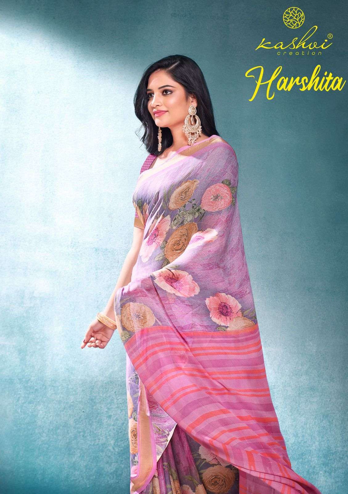 HARSHITA BY KASHVI CREATION 1001 TO 1008 SERIES VISCOSE PRINT CASUAL WEAR SAREES