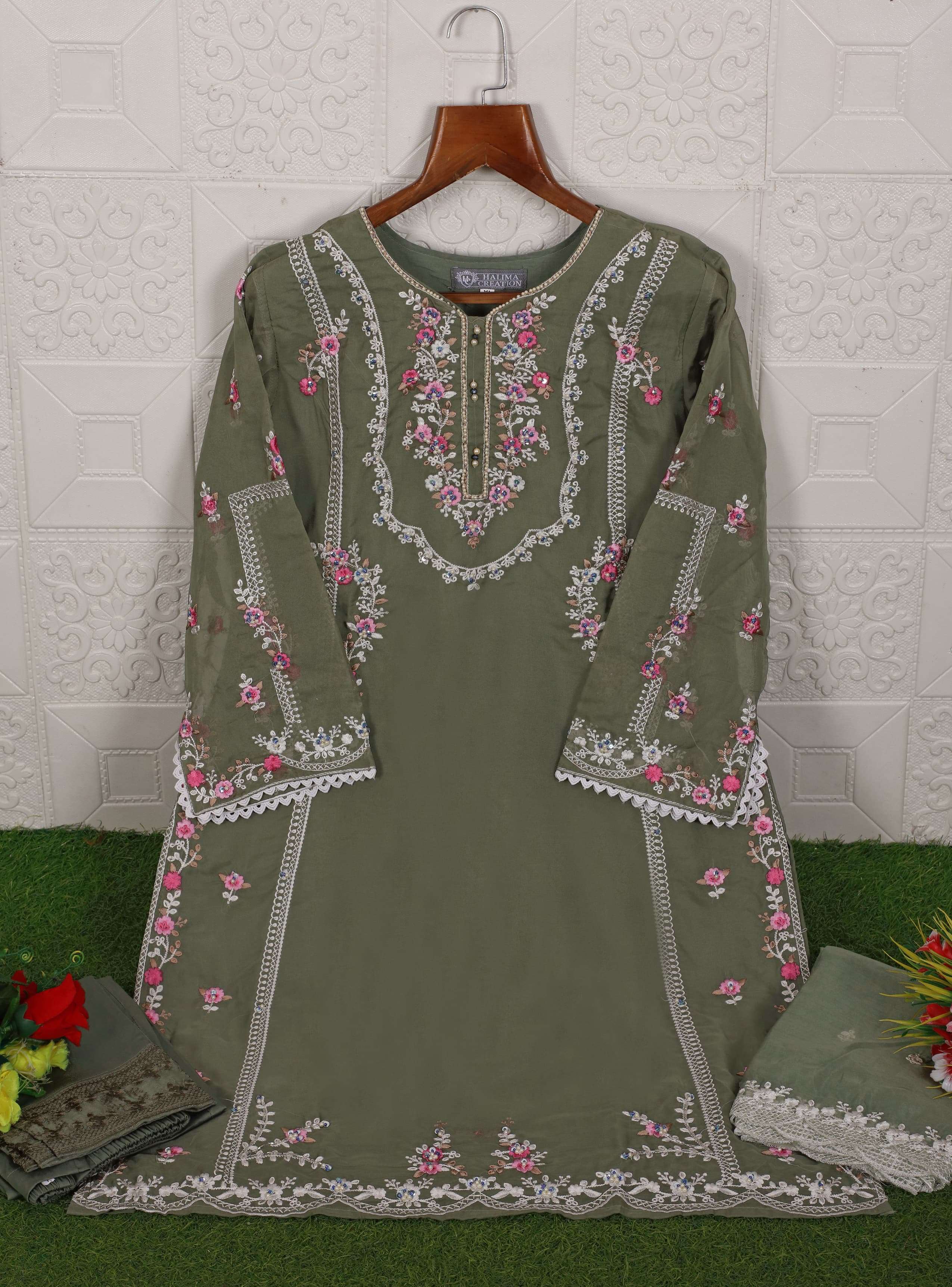 HC-143 COLOURS BY AQSAWHOLESALE SILK ORGANZA EMBROIDERY READYMADE DRESSES