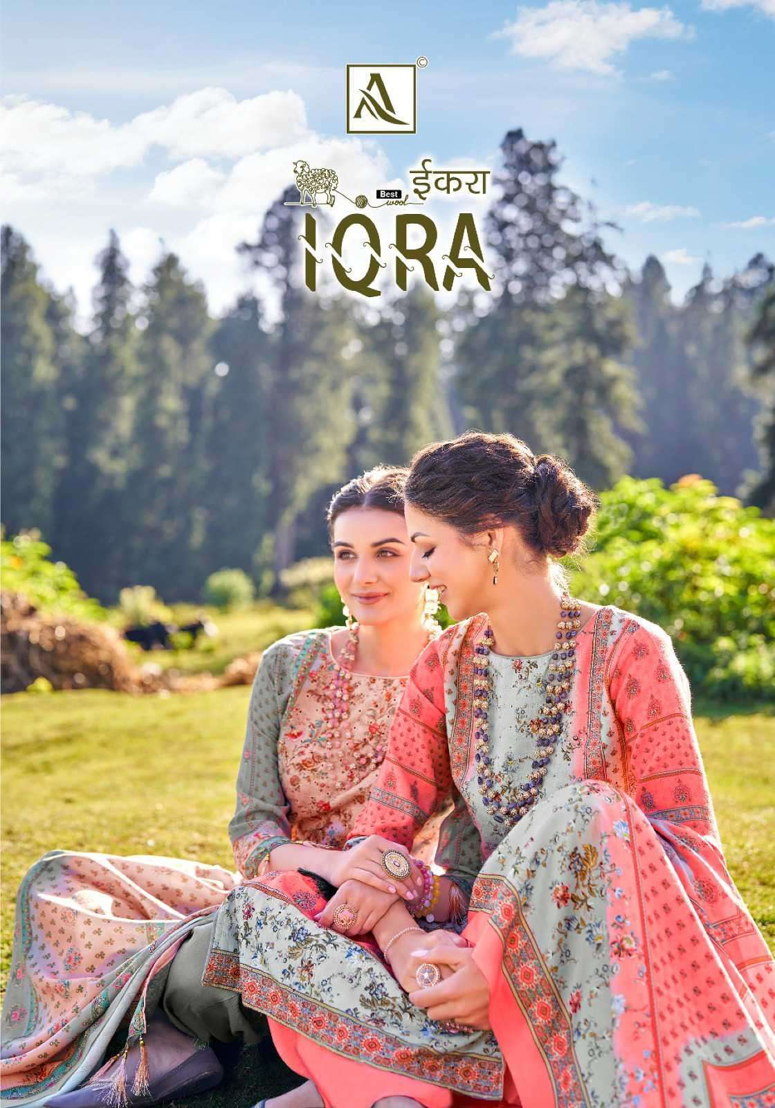 IQRA BY ALOK SUIT 1381-001 TO 1381-006 SERIES PASHMINA PRINT WORK WINTER WEAR DRESSES