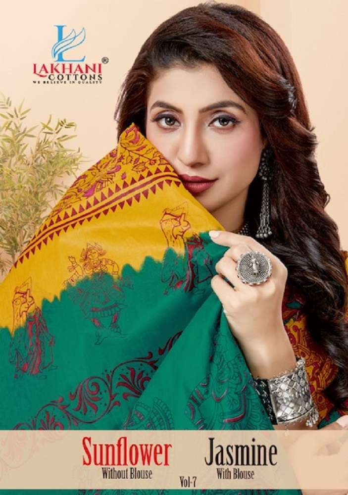 JASMINE VOL-7 BY LAKHANI COTTON 703 TO 722 SERIES PURE COTTON PRINT CASUAL SAREES