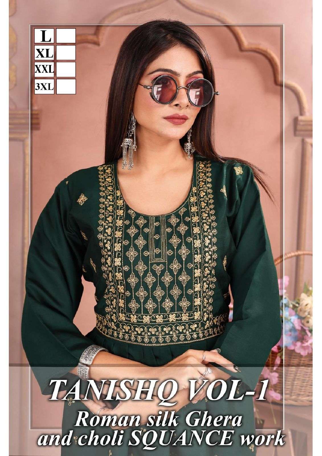 JLF TANISHQ VOL-1 BY AQSAWHOLESALE 1001 TO 1008 SERIES ROMAN SILK WORK KURTIS