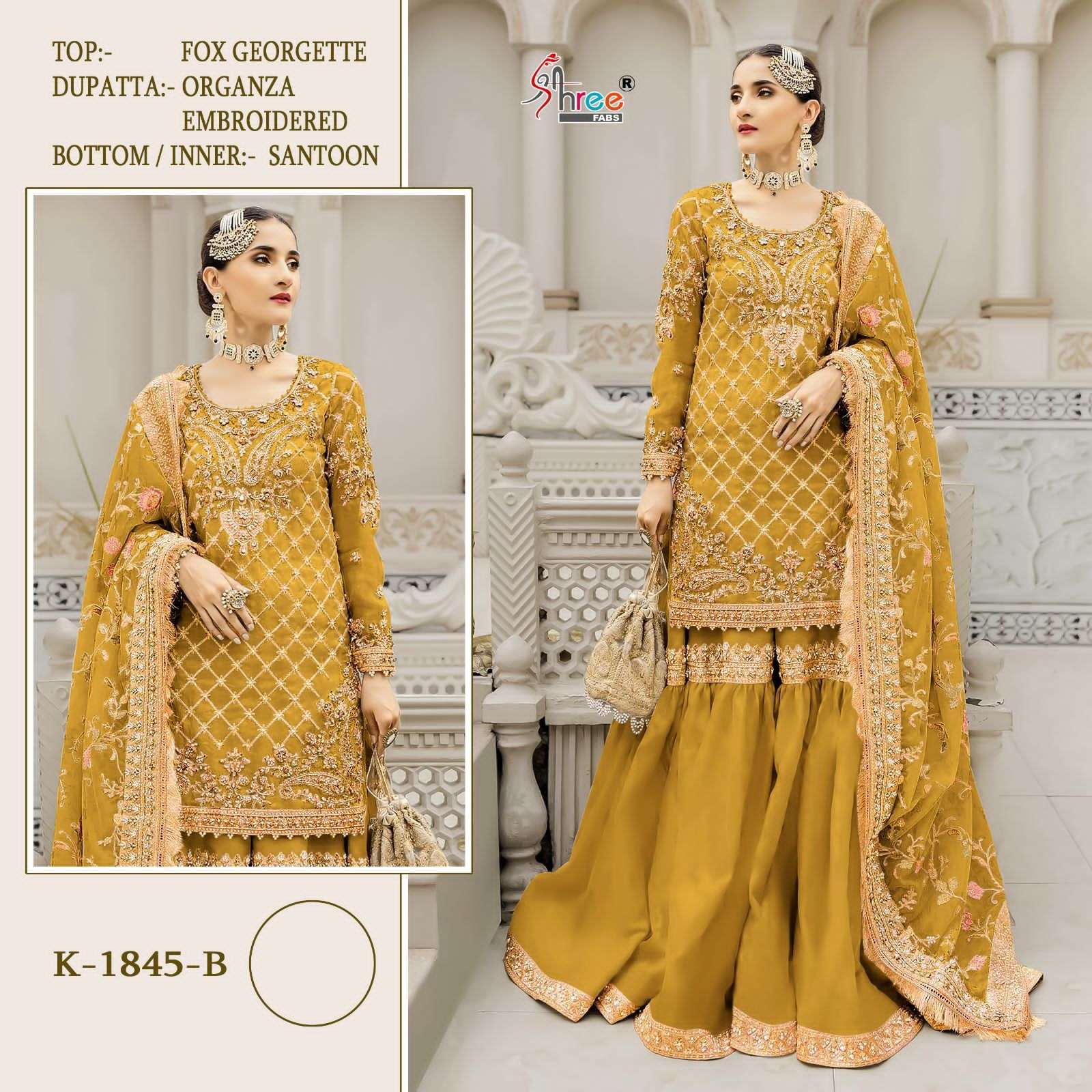 K-1845 B HIT DESIGN BY SHREE FABS FAUX GEORGETTE EMBROIDERY WORK PAKISTANI DRESS