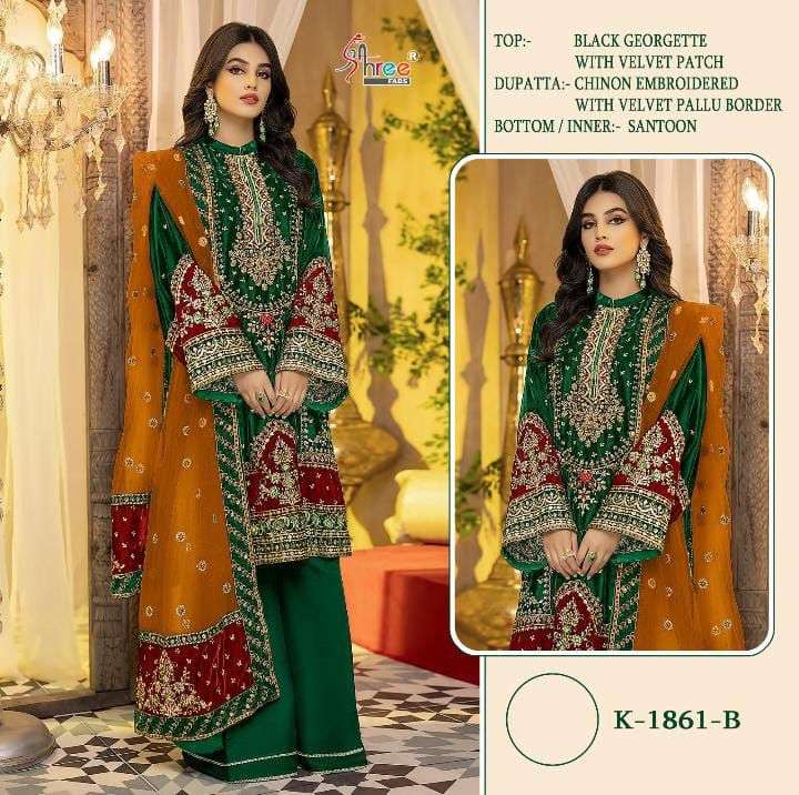 K-1861 B HIT DESIGN BY SHREE FABS FAUX GEORGETTE EMBROIDERY WORK PAKISTANI DRESS