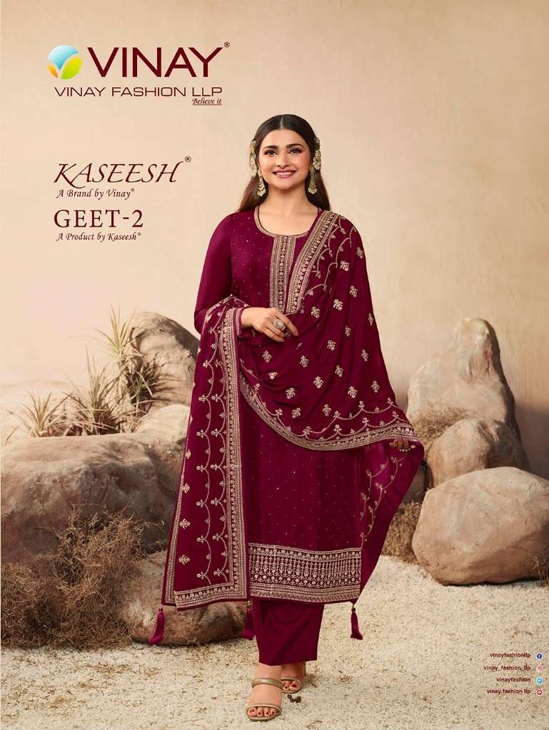 KASEESH GEET VOL-2 BY VINAY FASHION 63601 TO 63608 SERIES DOLA SILK WORK DRESSES