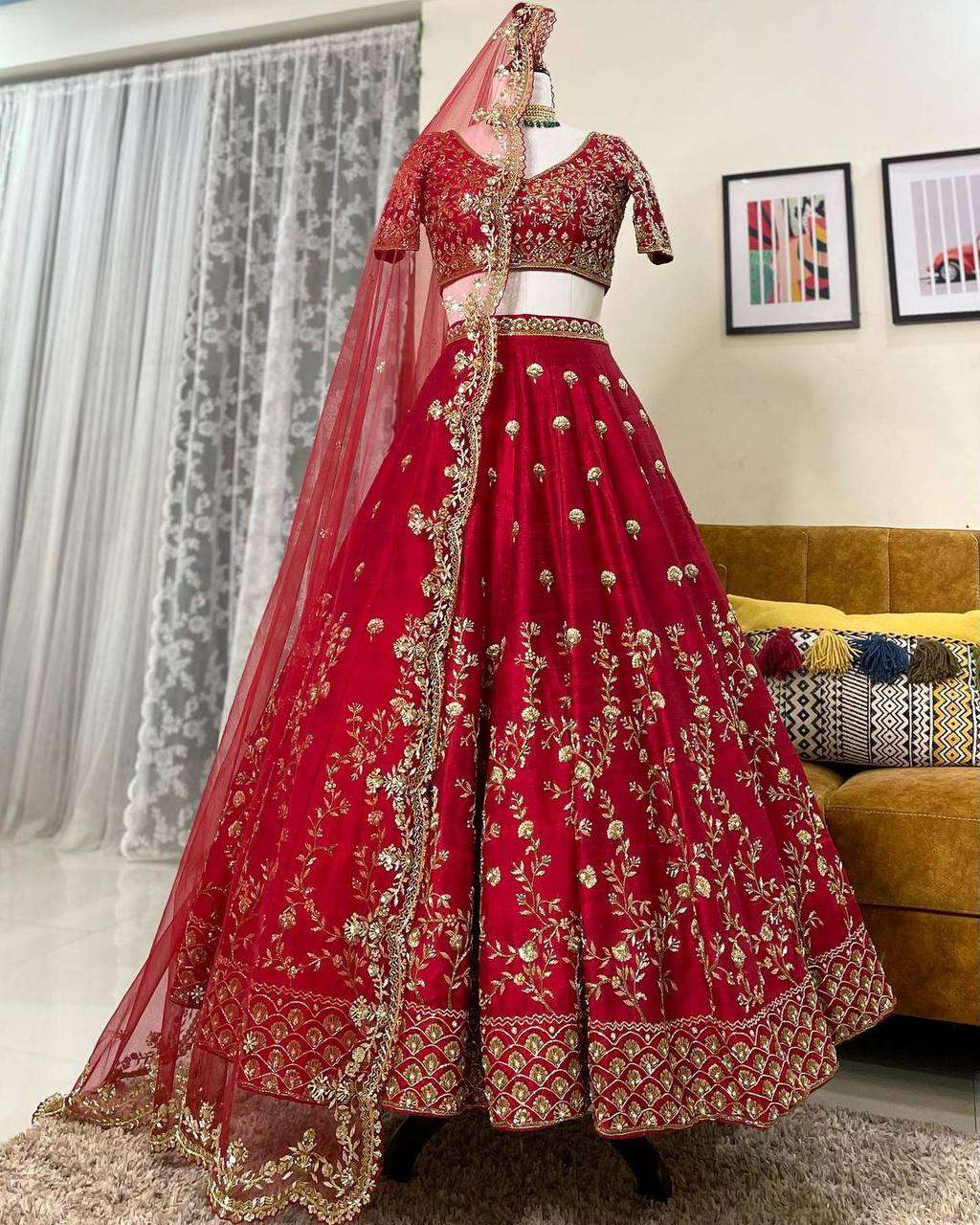 KAVYA-3015 BY AQSAWHOLESALE MALAI SATIN SILK EMBROIDERY WORK CASUAL LEHENGA