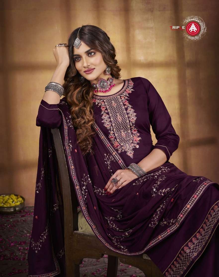 KEERAT VOL-4 BY TRIPLE A 11431 TO 11436 SERIES JAM COTTON EMBROIDERY WORK DRESSES