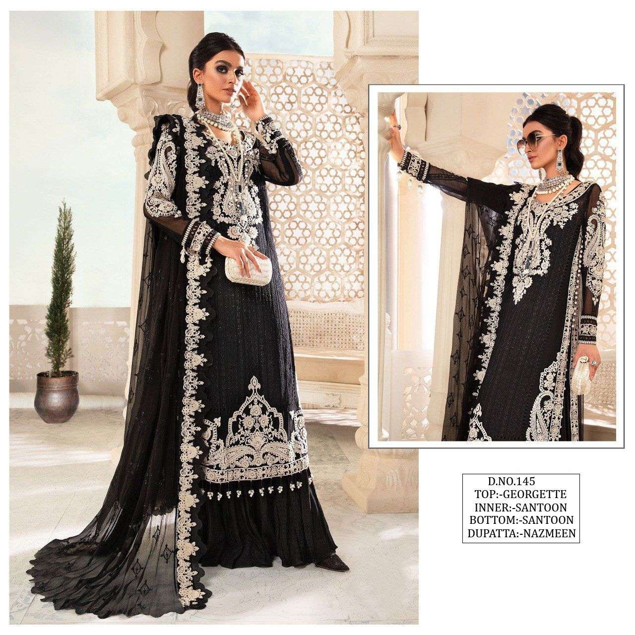 KF-145 COLOURS BY AQSAWHOLESALE HEAVY GEORGETTE EMBRODIERY WORK PAKISTANI DRESSES