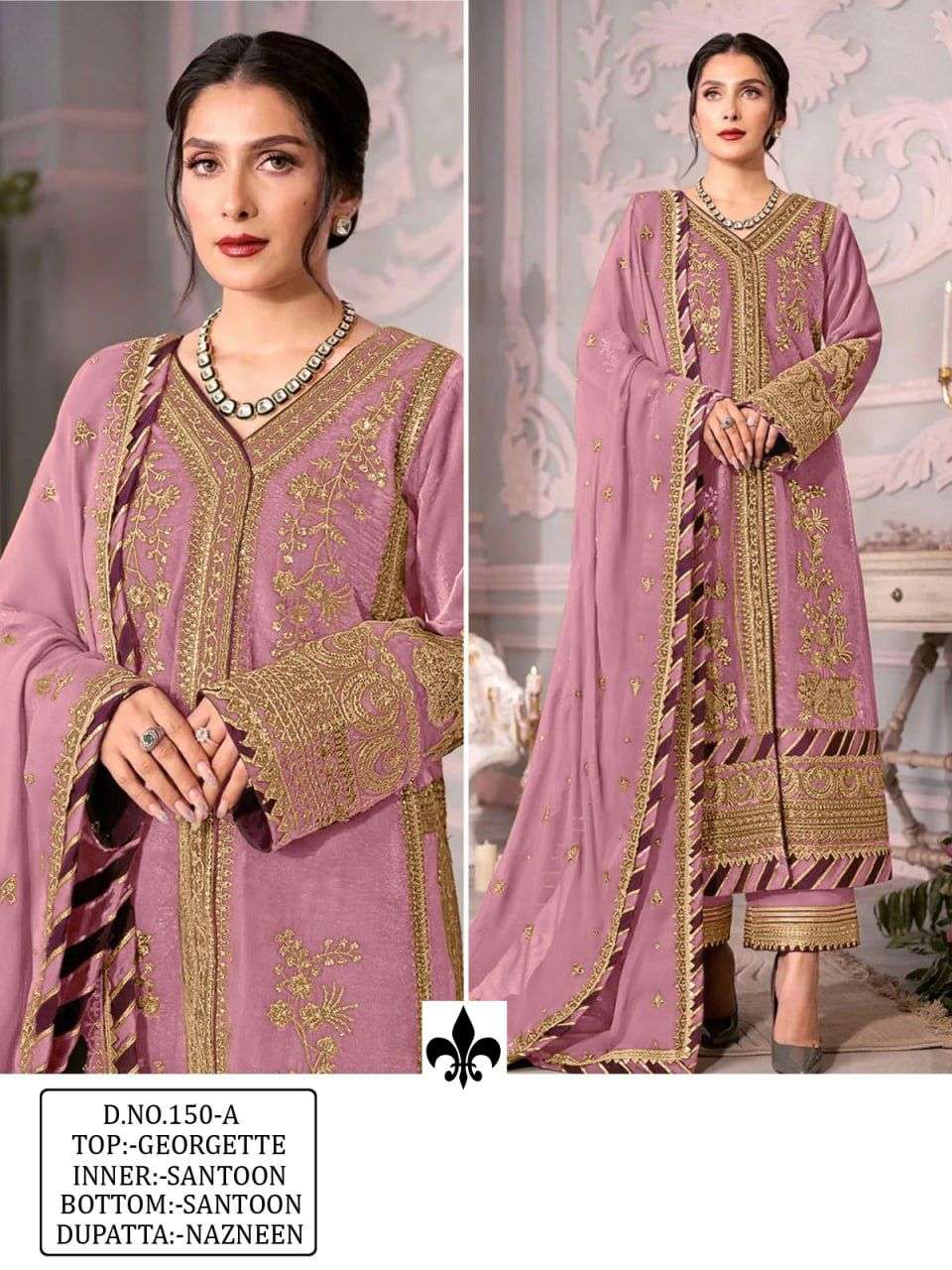 KF-150 COLOURS BY AQSAWHOLESALE 150-A TO 150-D SERIES GEORGETTE WORK PAKISTANI DRESSES