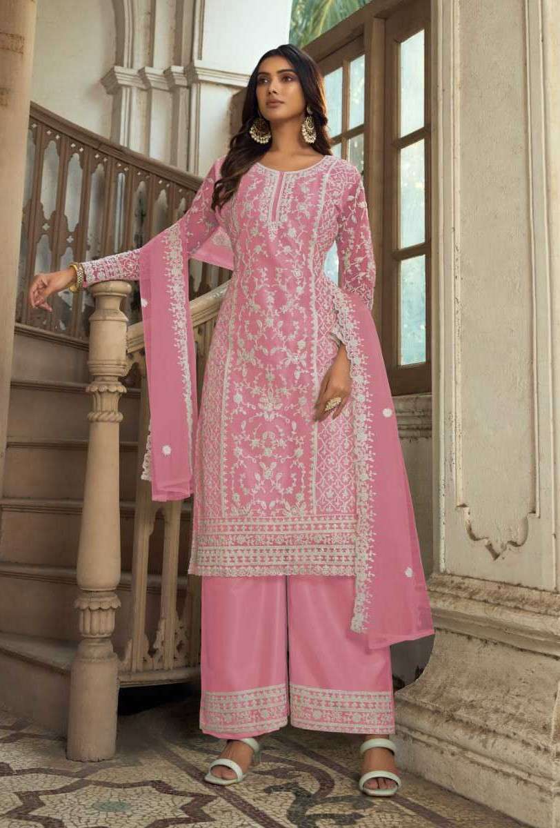 KHWAAB 1011 COLOURS BY SABAH 1011-A TO 1011-O SERIES NET EMBROIDERY WORK DRESSES