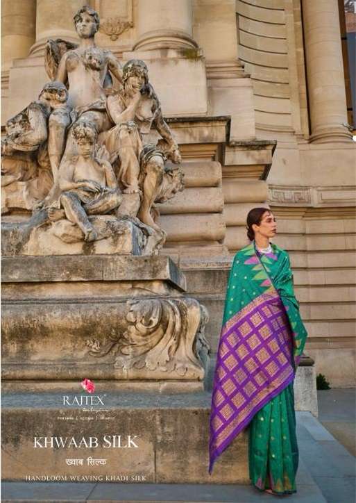 KHWAAB SILK BY RAJTEX 349001 TO 349008 SERIES KHADDI SILK WORK FESTIVE WEAR SAREES