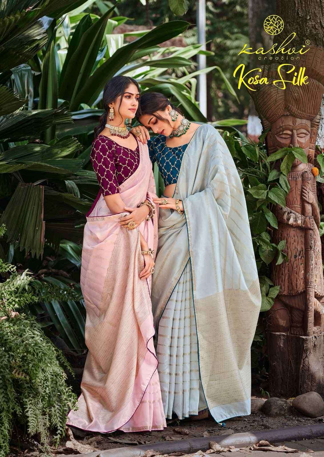 KOSA SILK BY KASHVI CREATION 1001 TO 1008 SERIES DYED SILK WORK CASUAL WEAR SAREES