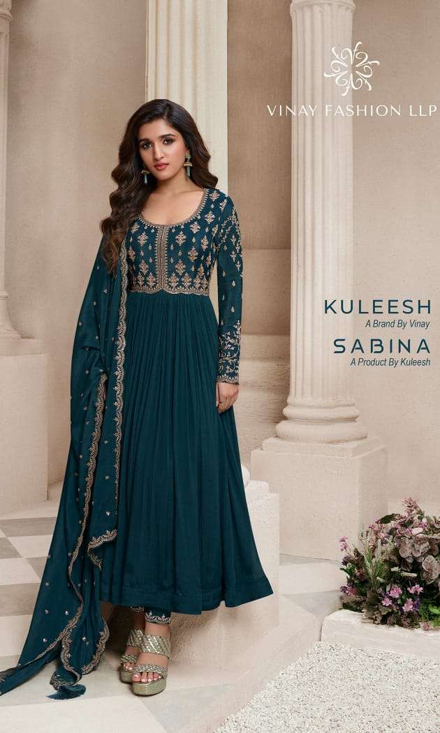 KULEESH SABINA BY VINAY FASHION 66571 TO 66576 SERIES CHINON EMBRODIERY WORK DRESSES