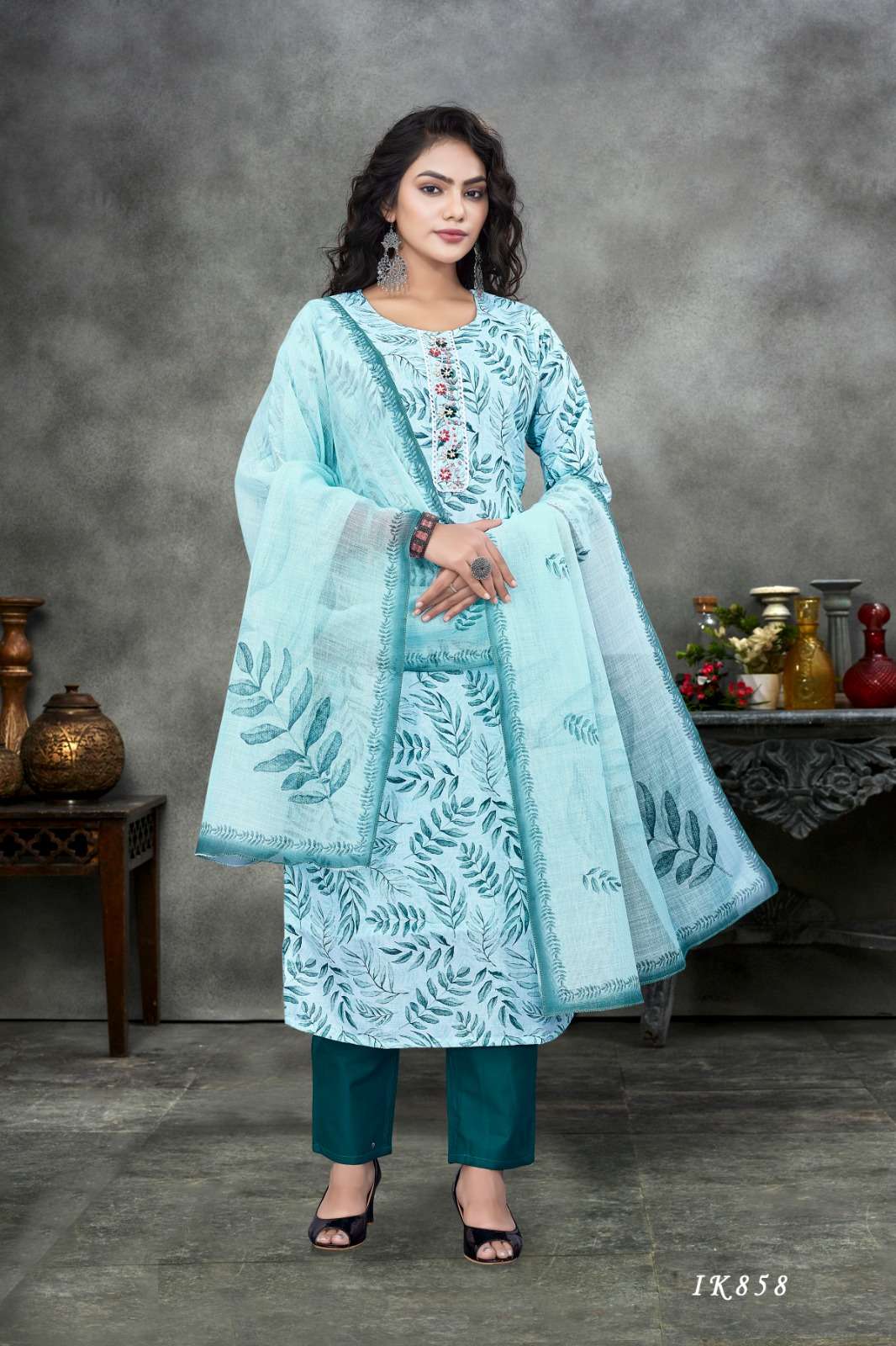 KYARA VOL-1 BY AQSAWHOLESALE 858 TO 862 SERIES LINEN PRINT WORK READYMADE DRESSES