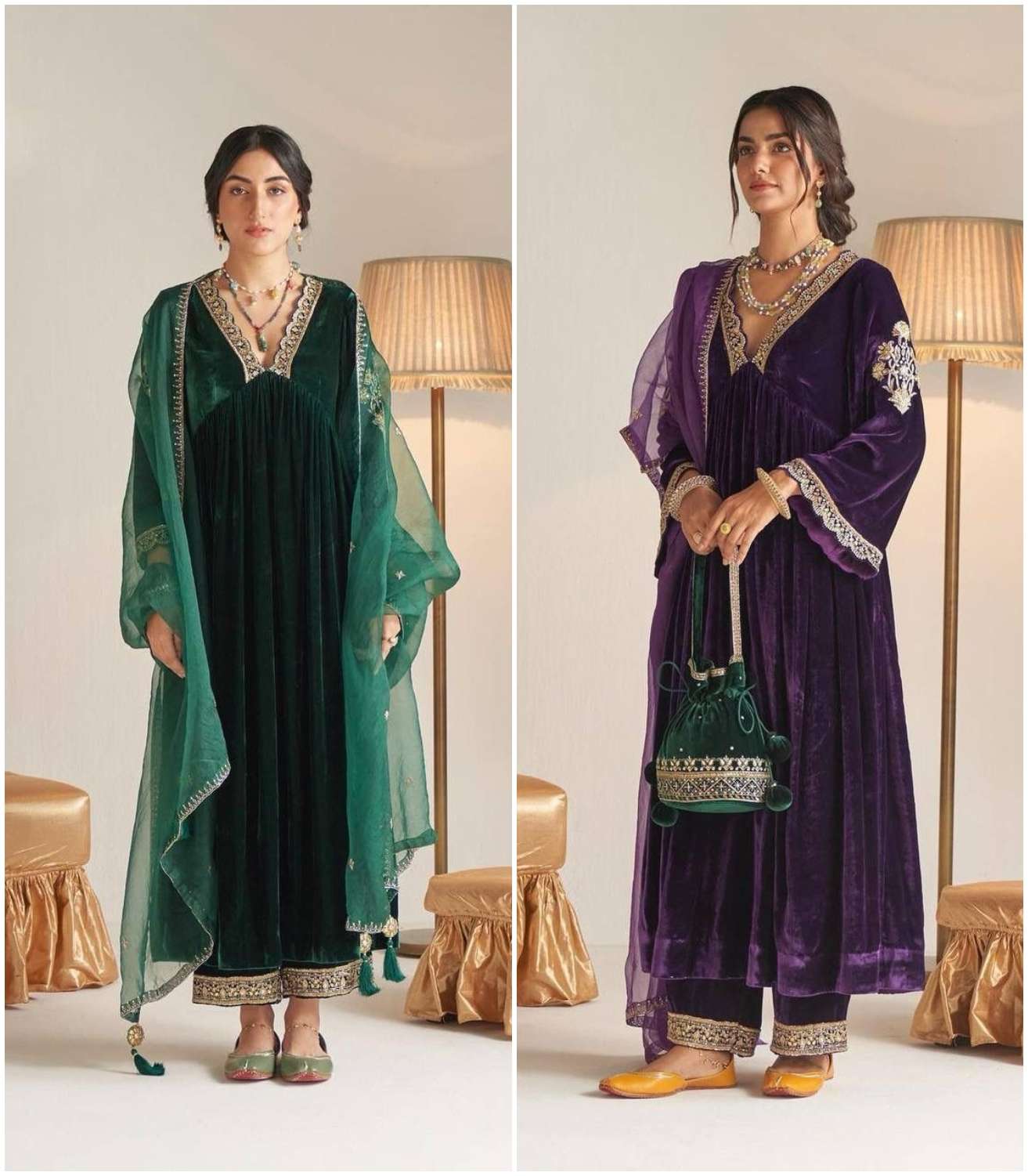 LC-892 NX BY AQSAWHOLESALE VELVET HEAVY WORK READYMADE WINTER WEAR DRESSES