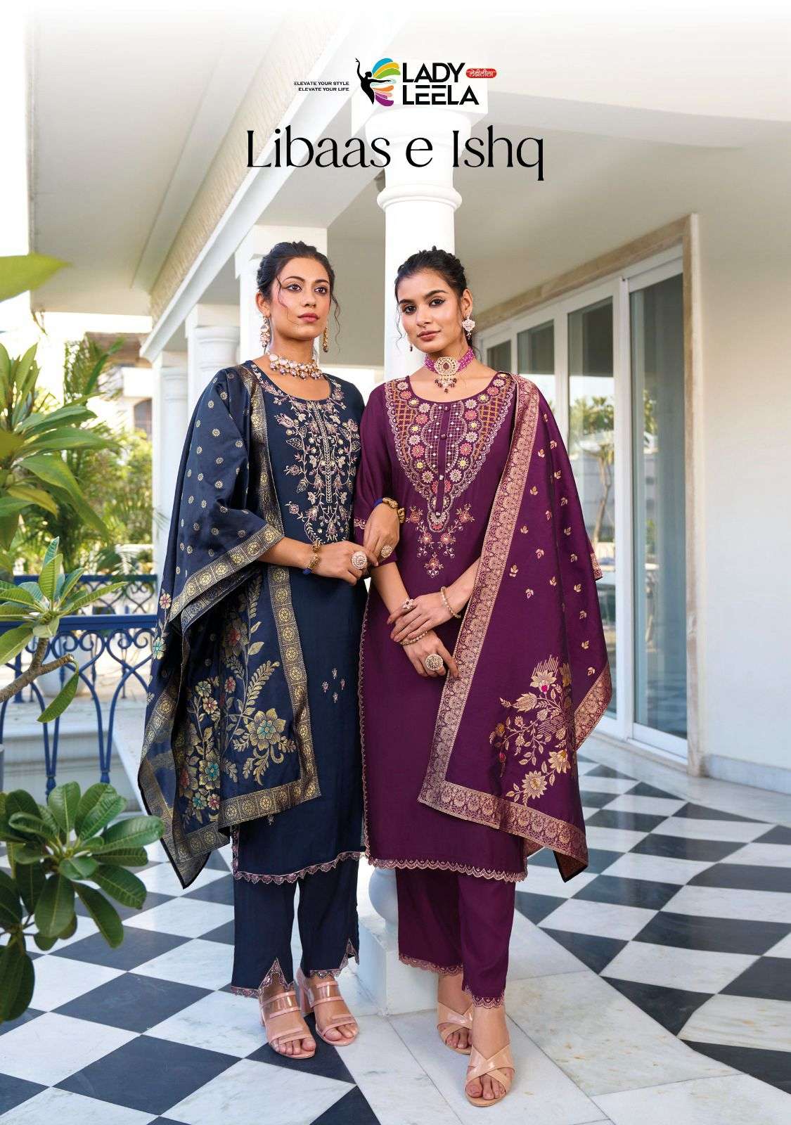 LIBAAS E ISHQ BY LADY LEELA 1091 TO 1096 SERIES VISCOSE SILK WORK READYMADE DRESSES