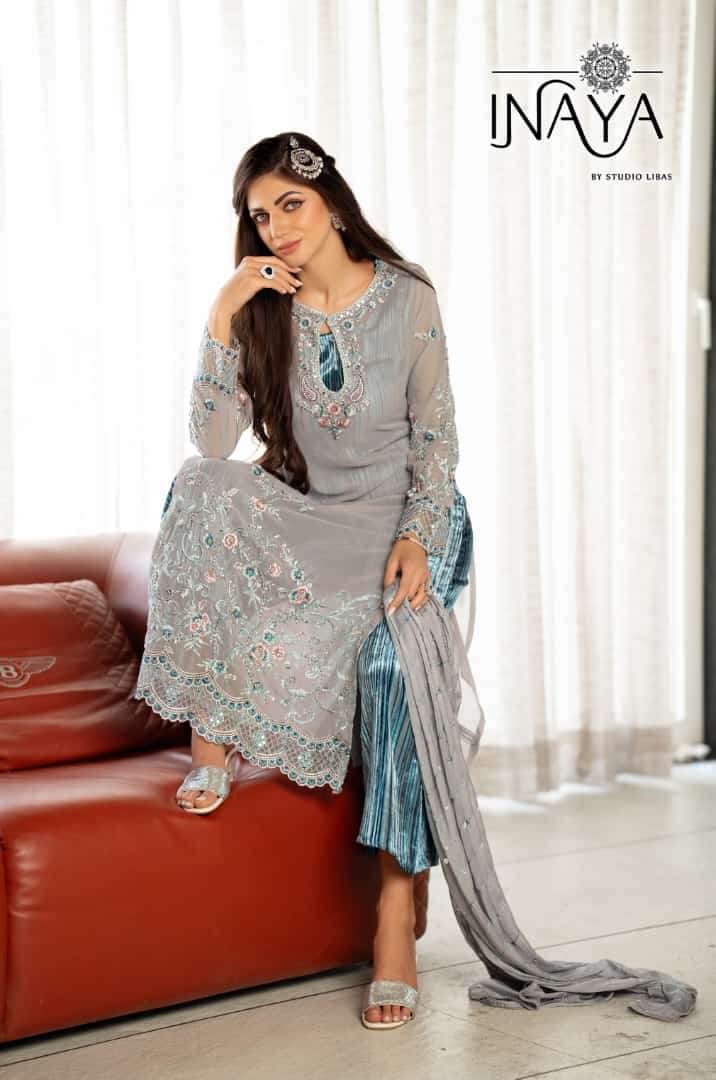 LPC VOL-217 BY INAYA 217-A TO 217-C SERIES PURE GEOGETTE HEAVY WORK READYMADE DRESSES