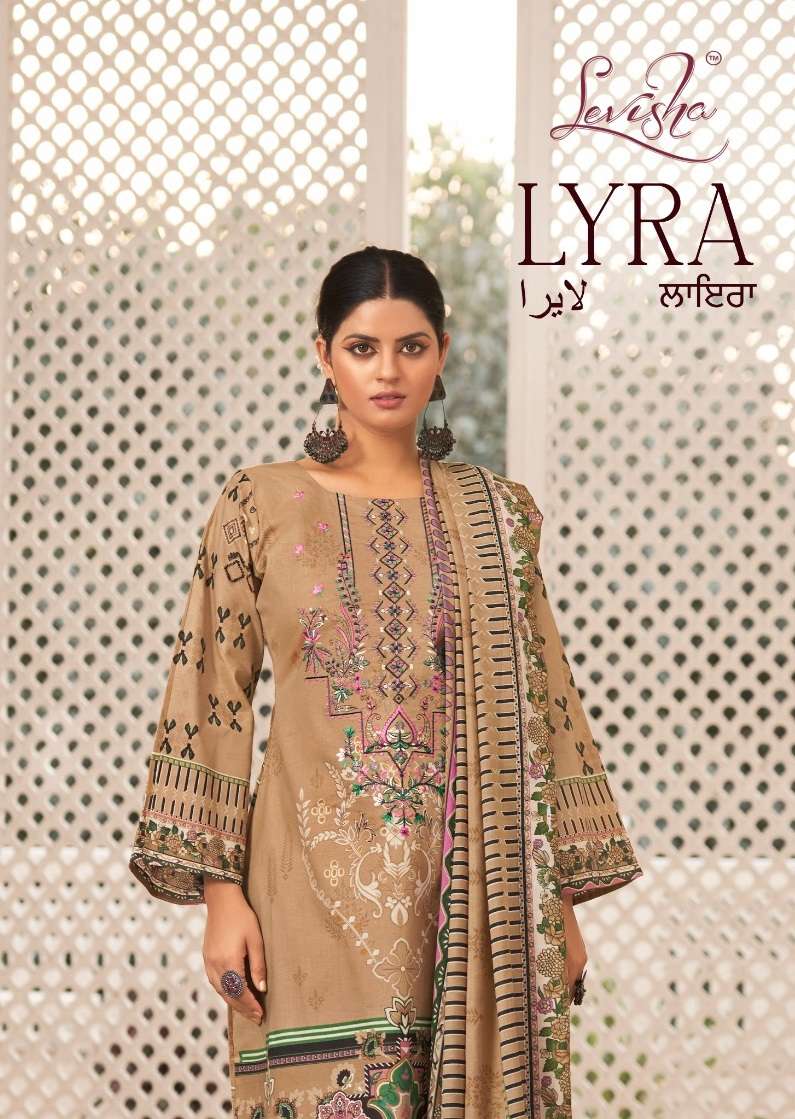 LYRA BY LEVISHA 2013 TO 2019 SERIES CAMBRIC COTTON PRINT WORK PAKISTANI DRESSES