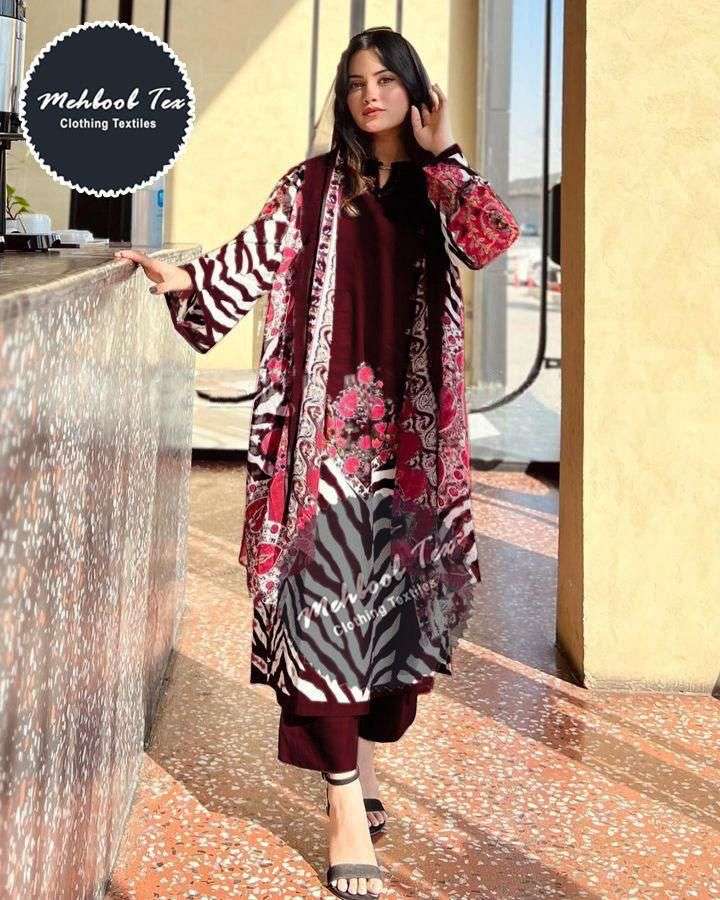 M PRINT 1163 COLOURS BY MEHBOOB TEX 1163-B TO 1163-D SERIES COTTON PRINT WORK DRESSES