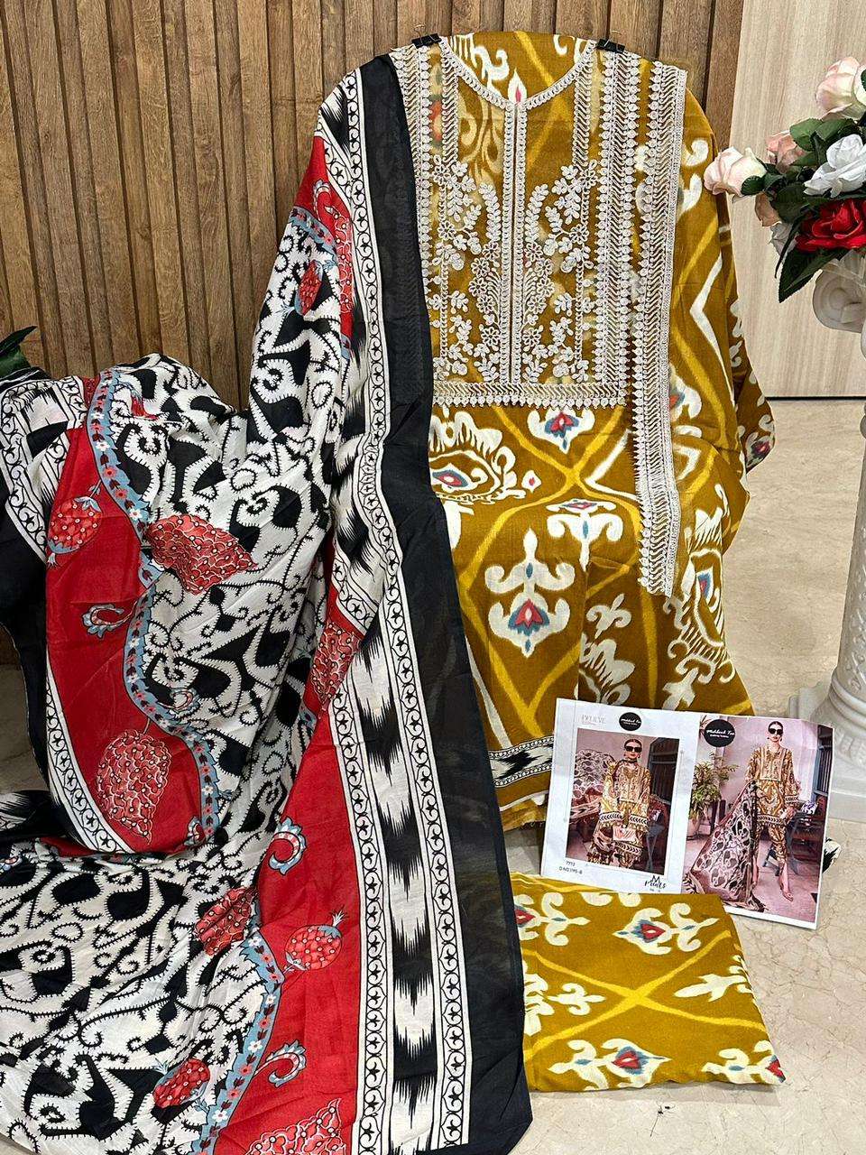 M PRINTS VOL-13 BY MEHBOOB TEX 1195-A TO 1195-D SERIES COTTON PRINT WORK PAKISTANI DRESSES