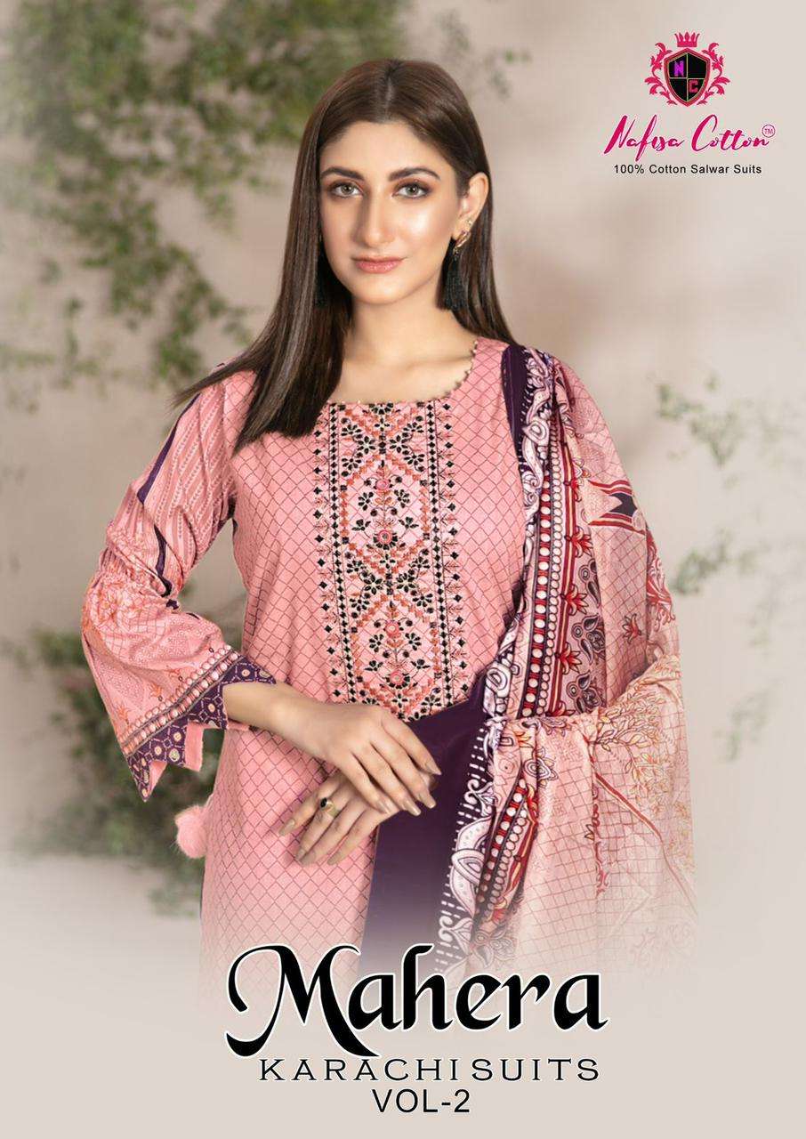 MAHERA KARACHI SUIT VOL-2 BY NAFISA COTTON 2001 TO 2006 SERIES COTTON PRINT DRESSES