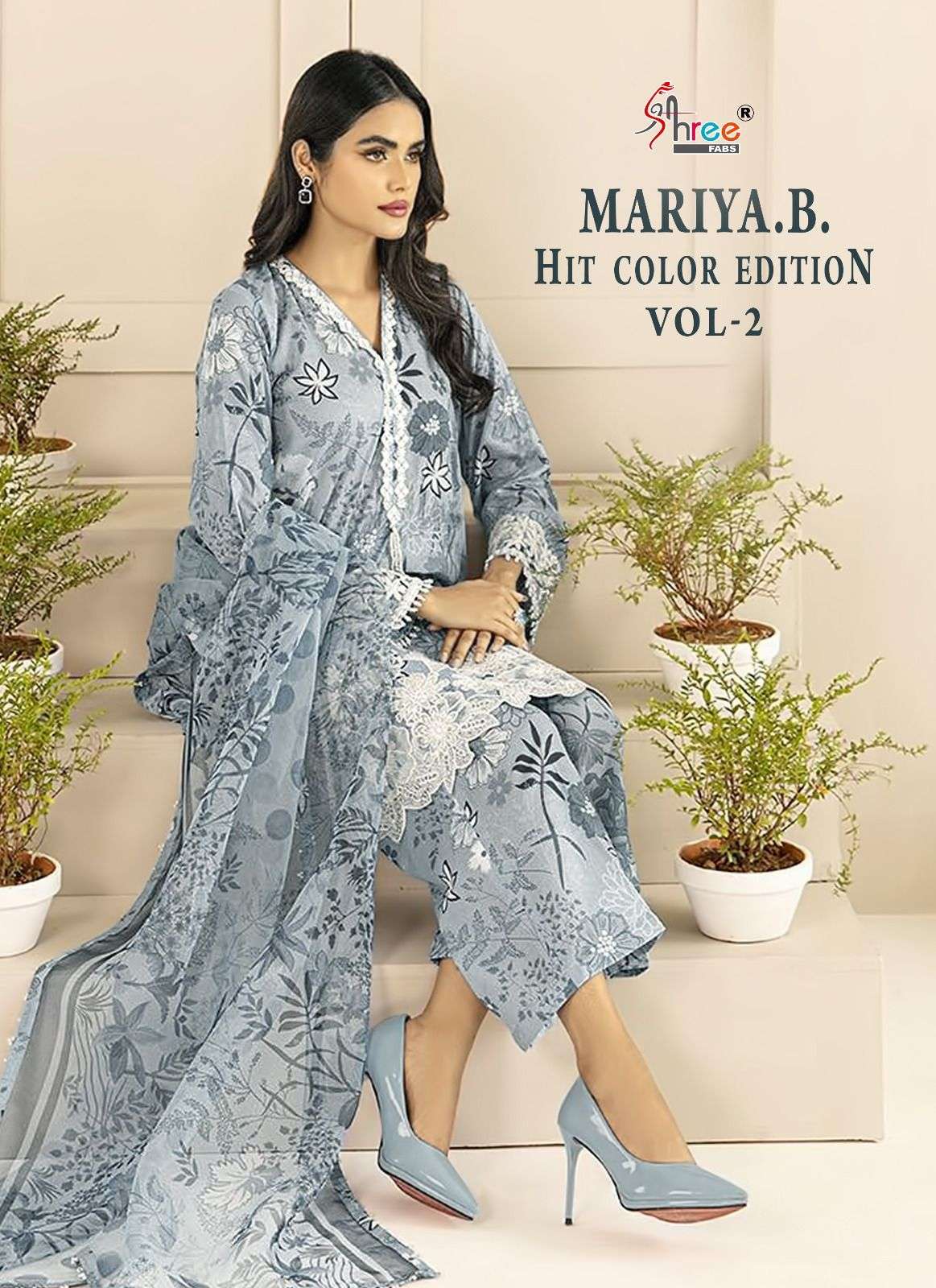 MARIA.B. HIT COLOR EDITION VOL-2 BY SHREE FABS 3355 TO 3355-D SERIES COTTON PAKISTANI DRESSES