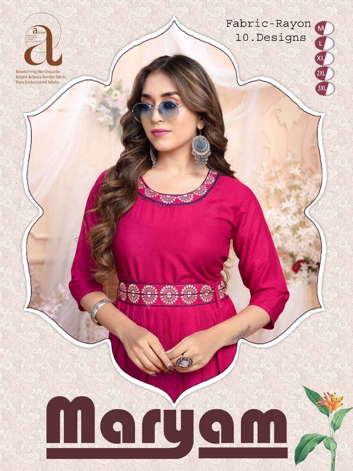 MARYAM BY AQSAWHOLESALE 01 TO 10 SERIES RAYON PLAIN PRINT KURTIS