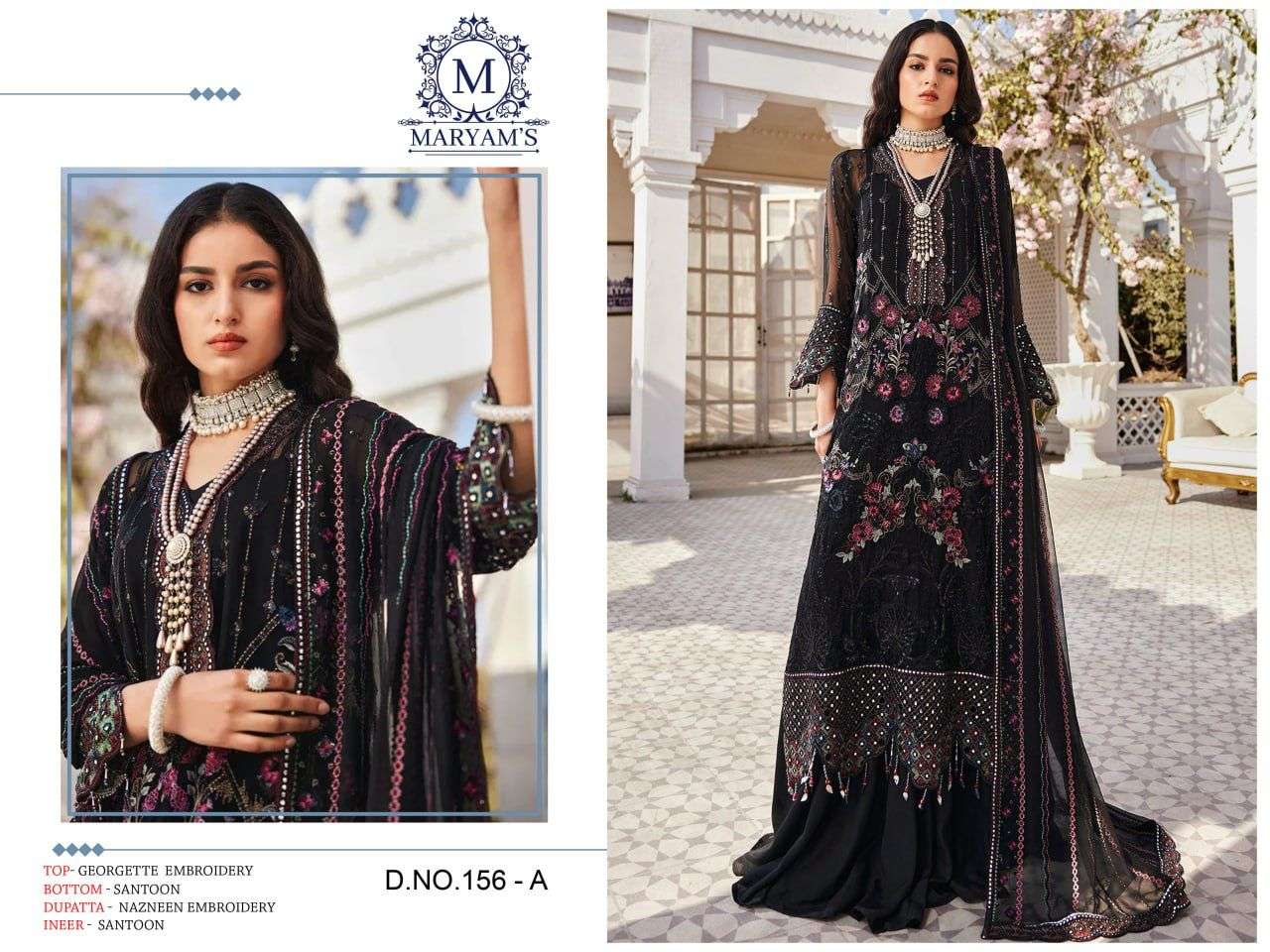 MARYAMS 156 COLOURS BY AQSAWHOLESALE FAUX GEORGETTE EMBRODIERY PAKISTANI DRESSES