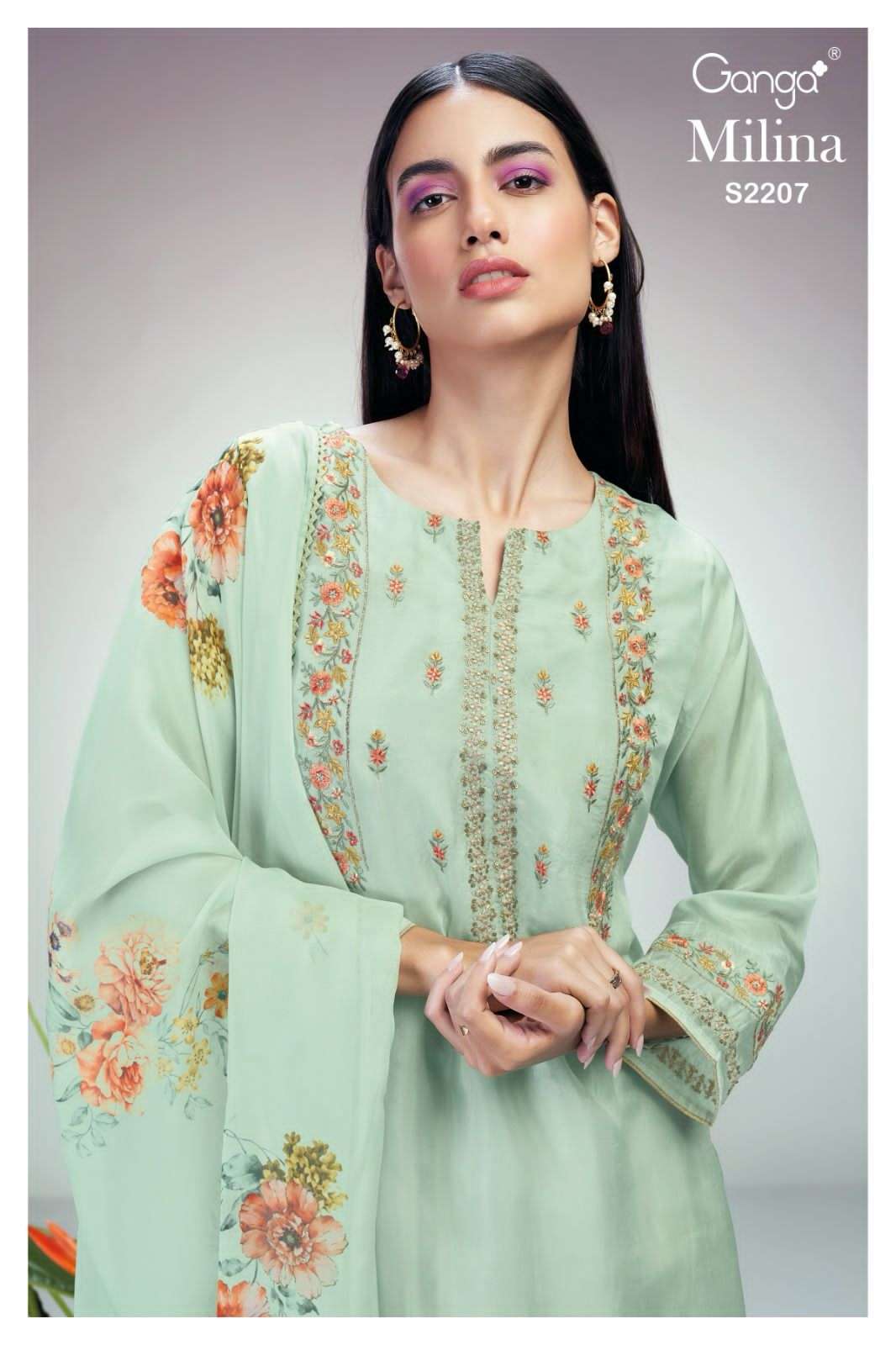 MILINA BY GANGA FASHIONS 2207-A & 2207-B SERIES SILK EMBROIDERY WORK DRESSES