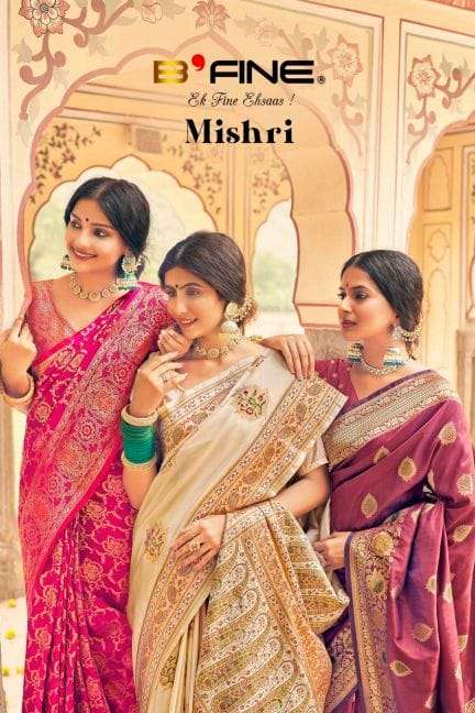 MISHRI BY B-FINE 1189 TO 1194 SERIES BANARASI SILK HEAVY FESTIVE WEAR SAREES