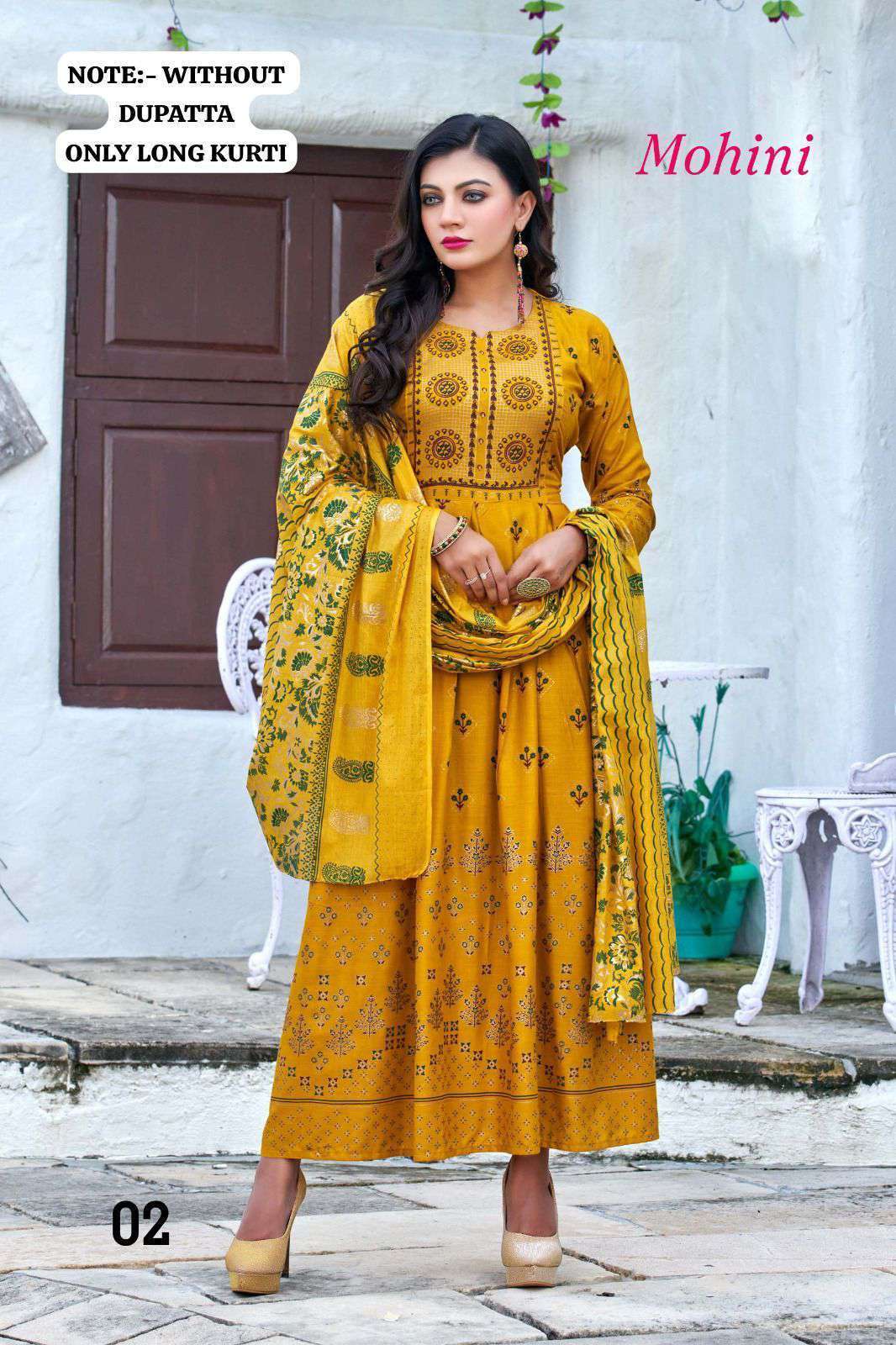 MOHINI BY AQSAWHOLESALE 01 TO 10 SERIES RAYON PRINT WORK GOWNS