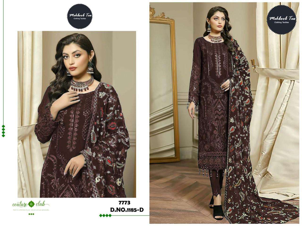 MT-1185 HIT DESIGN BY MEHBOOB TEX FAUX GEORGETTE EMBROIDERY WORK PAKISTANI DRESS