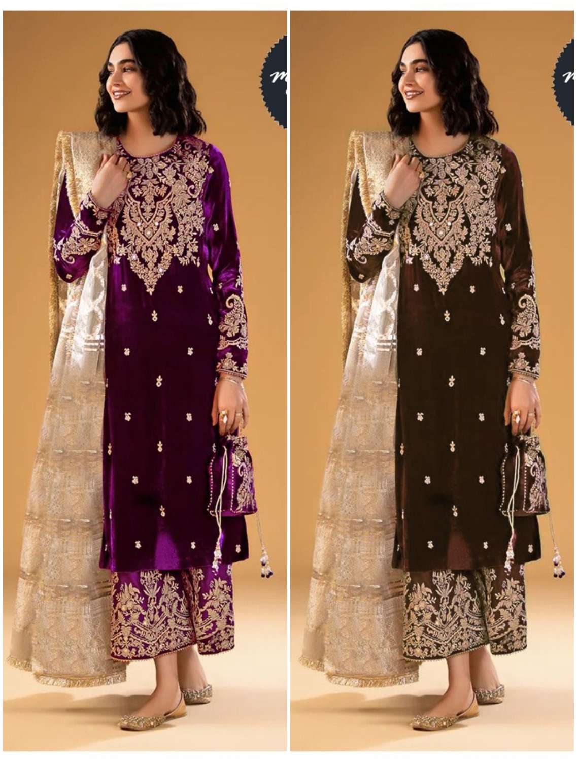 MT-1218 NX BY MEHBOOB TEX VELVET EMBROIDERY WORK WINTER WEAR DRESSES