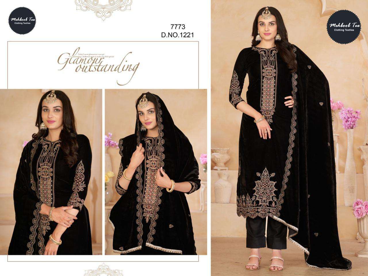 MT-1221 HIT DESIGN BY MEHBOOB TEX VELVET EMBROIDERY WINTER WEAR DRESS