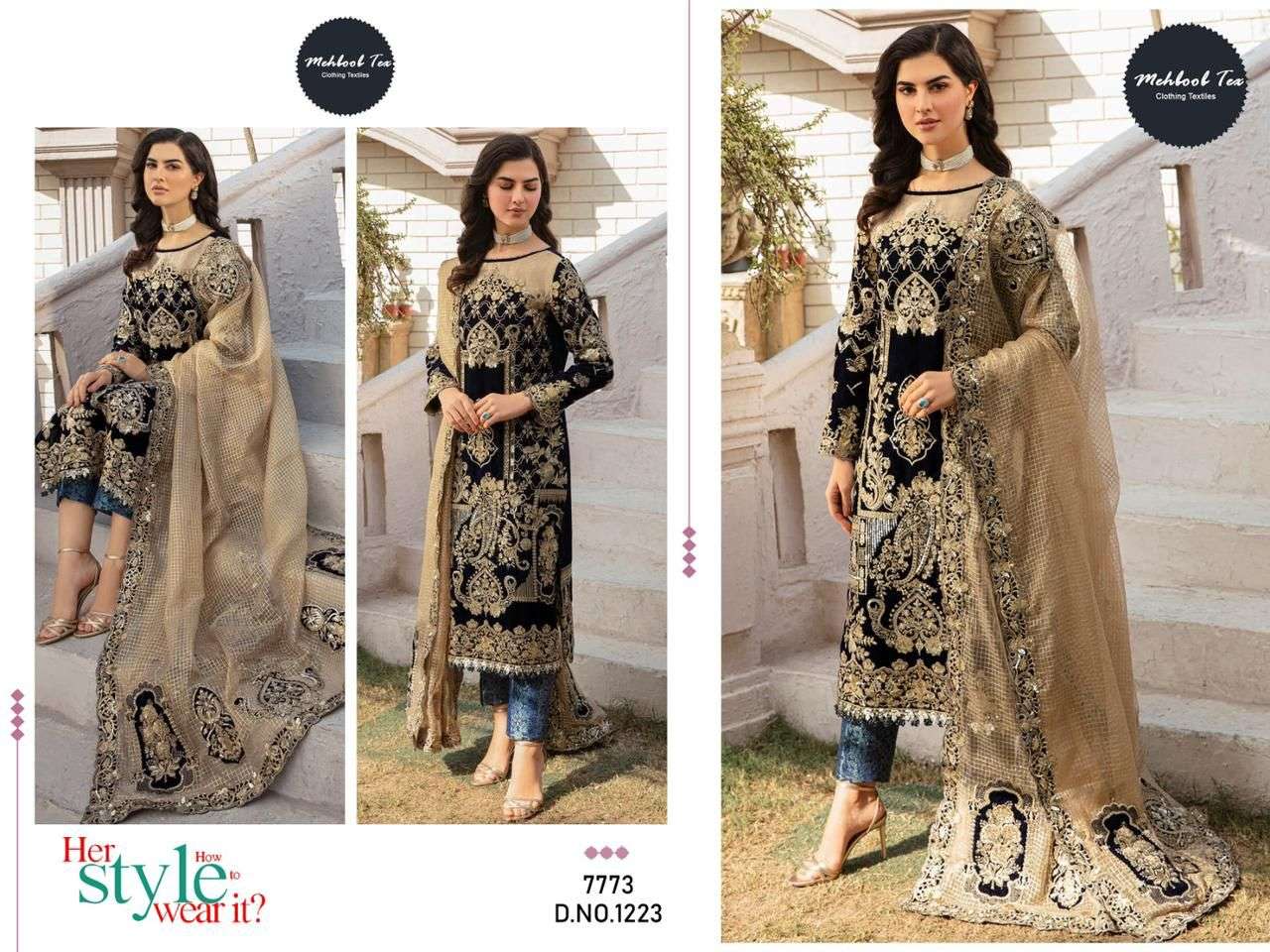 MT-1223 HIT DESIGN BY MEHBOOB TEX VELVET HEAVY EMBROIDERY WINTER WEAR DRESS