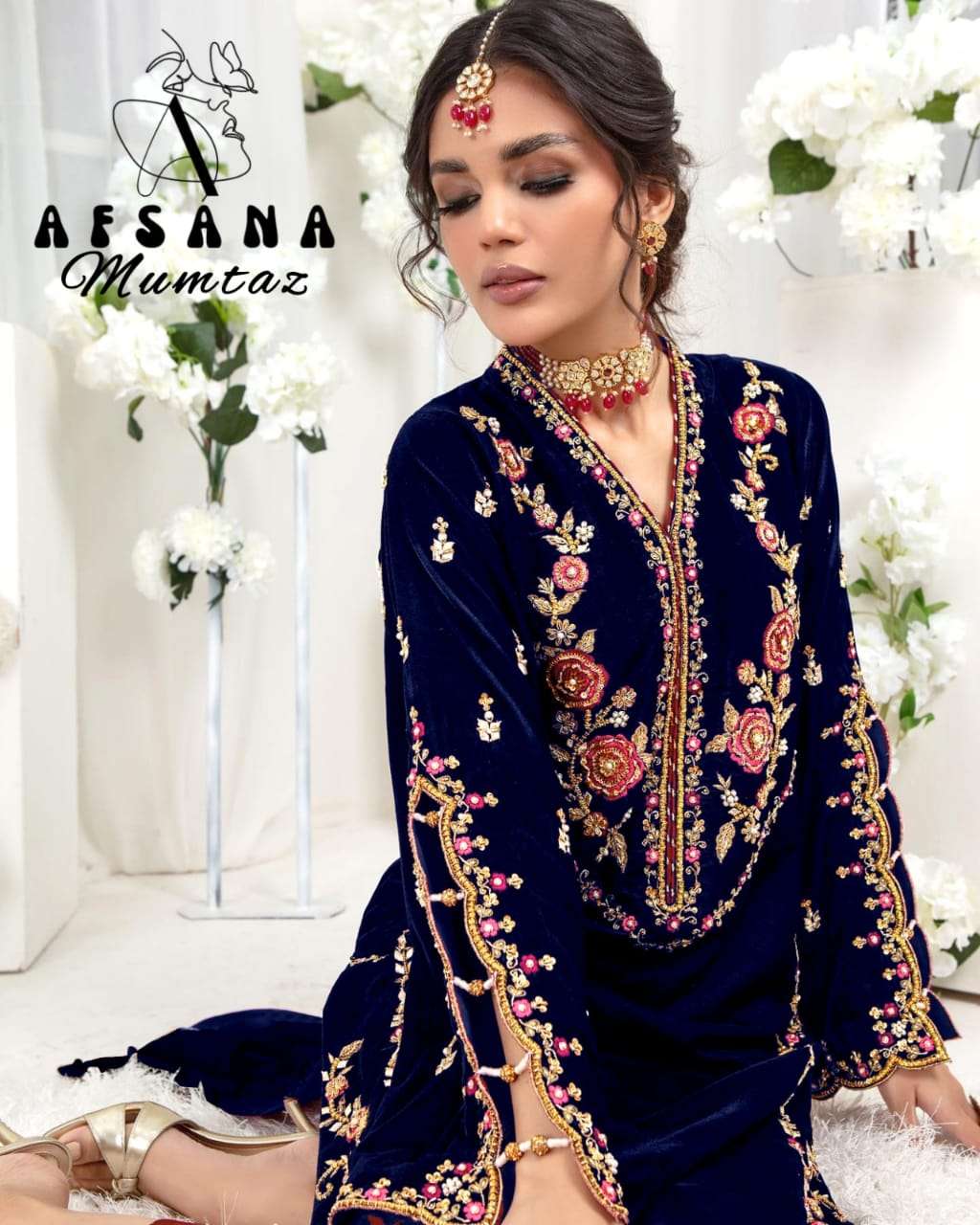 MUMTAZ BY AFSANA HEAVY VELVET EMBROIDERY WORK WINTER WEAR DRESSES