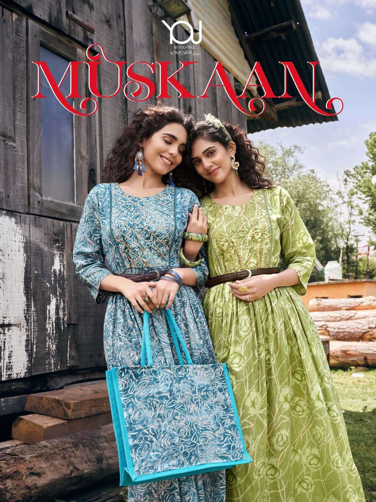 MUSKAAN BY YOU 4001 TO 4006 SERIES PURE MULL COTTON PRINT WORK KURTIS