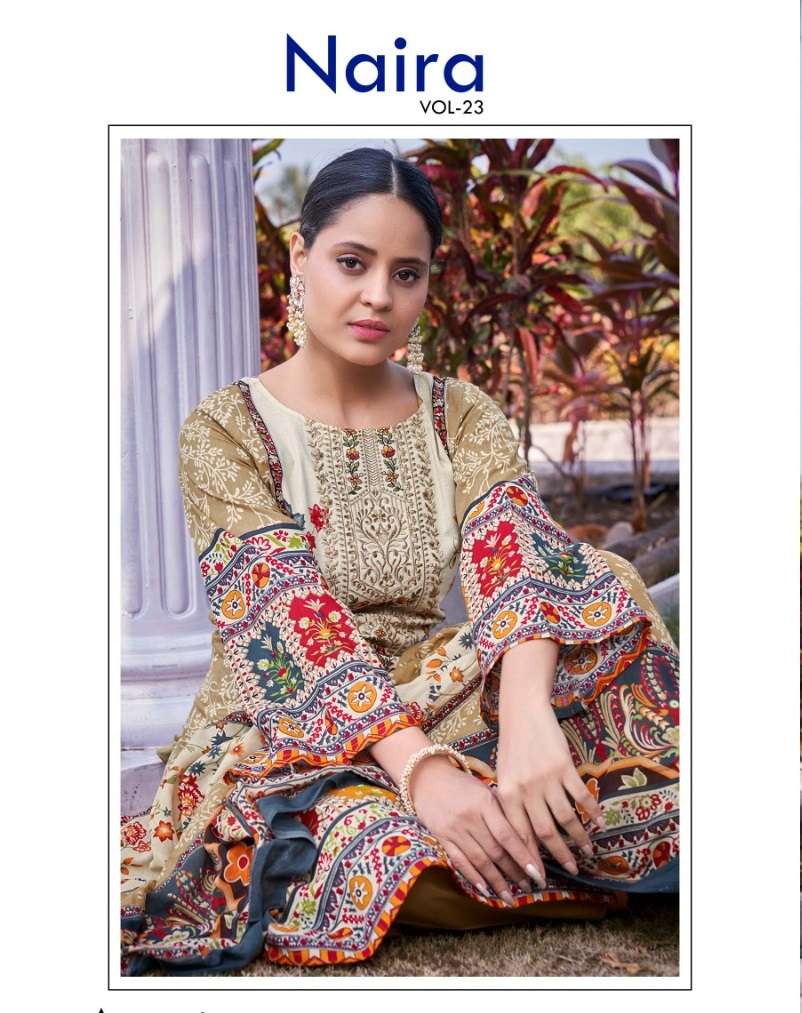 NAIRA VOL-23 BY AQSAWHOLESALE 23001 TO 23008 SERIES COTTON PRINT WORK PAKISTANI DRESSES