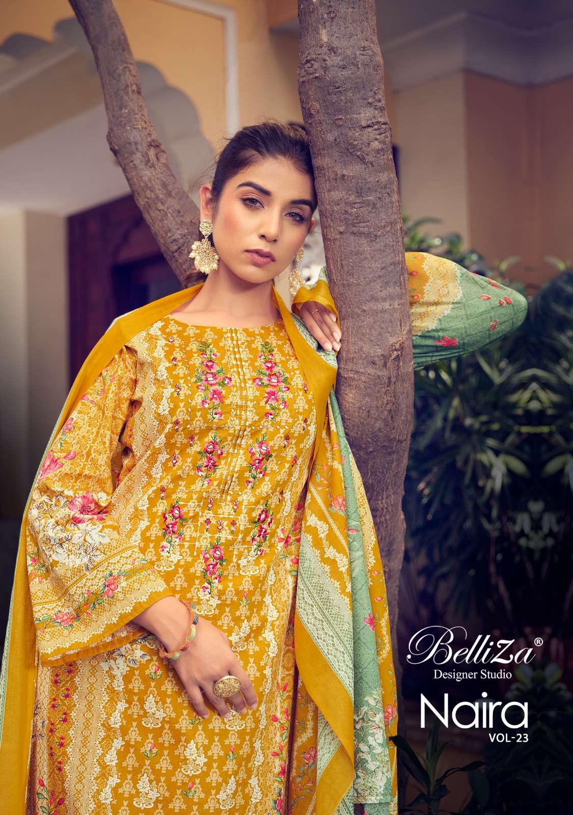 NAIRA VOL-23 BY BELLIZA 853-001 TO 853-010 COTTON PRINT EMBROIDERY WORK DRESSES